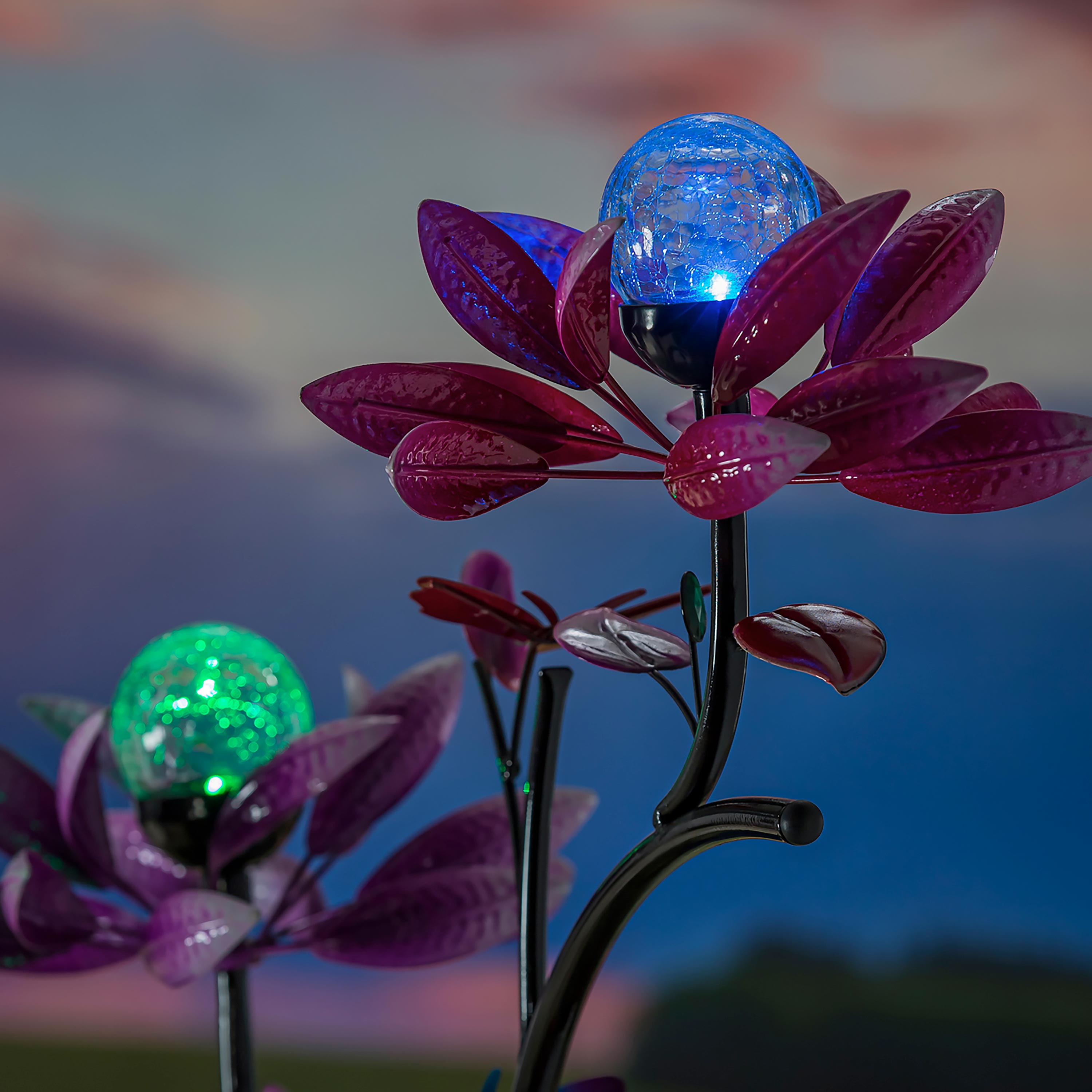 92"H Solar Wind Spinner, Spinning Flowers