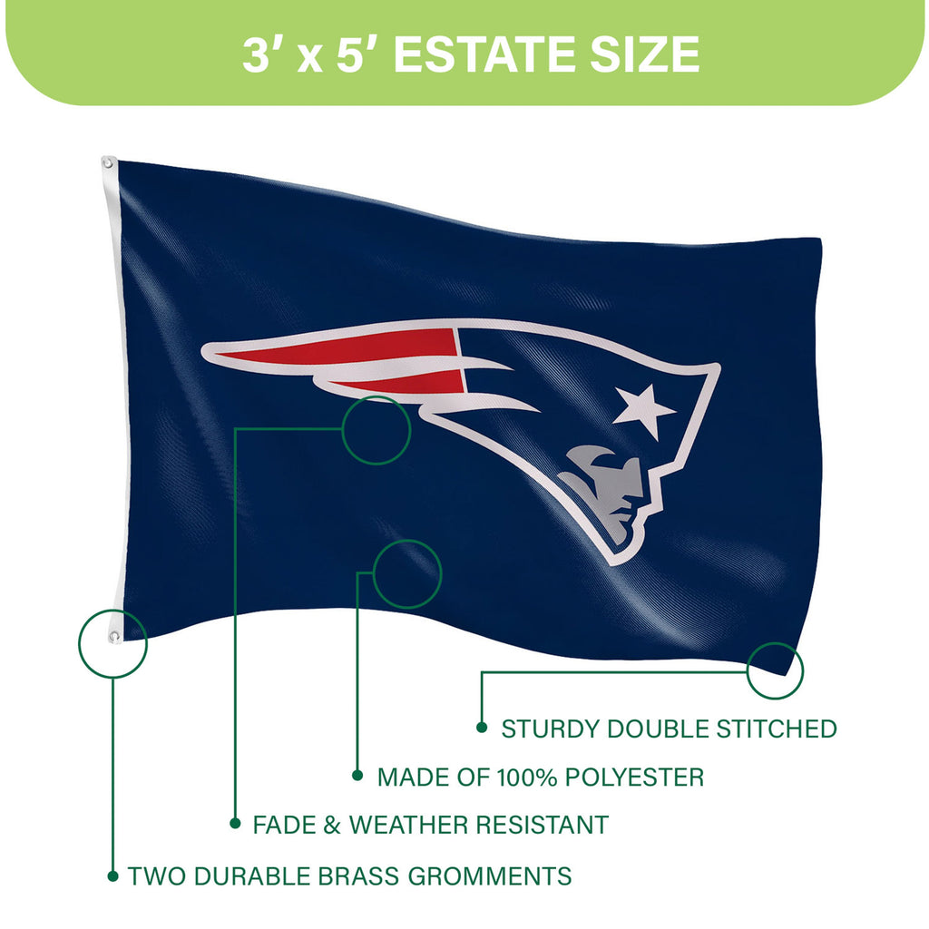 New England Patriots Single Sided Flag w/ 2 Grommets, 3'x5'
