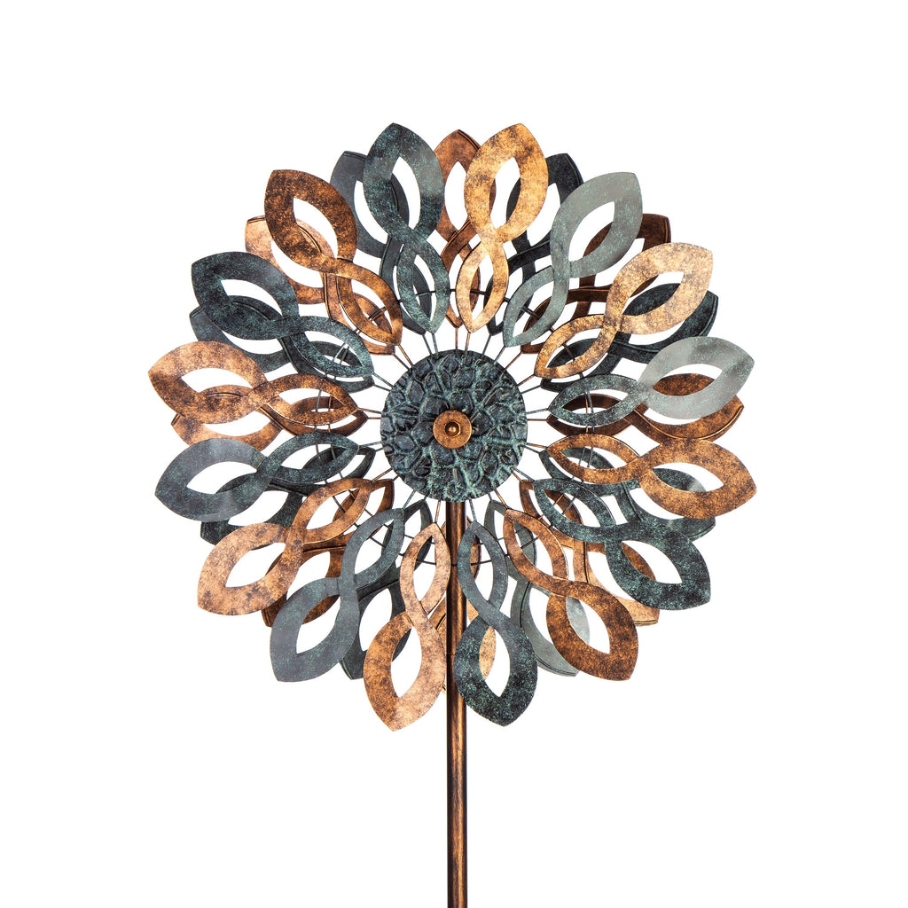 Wind Spinner, copper and verdigris petals