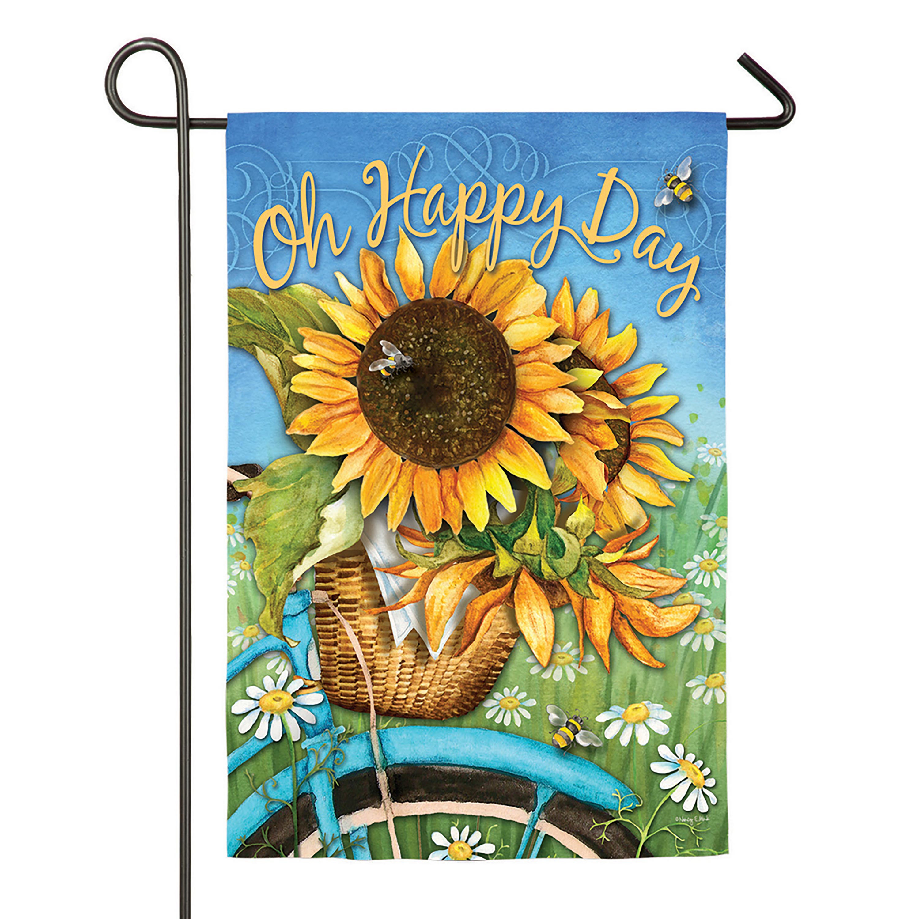 Happy Day Sunflowers Garden Suede Flag
