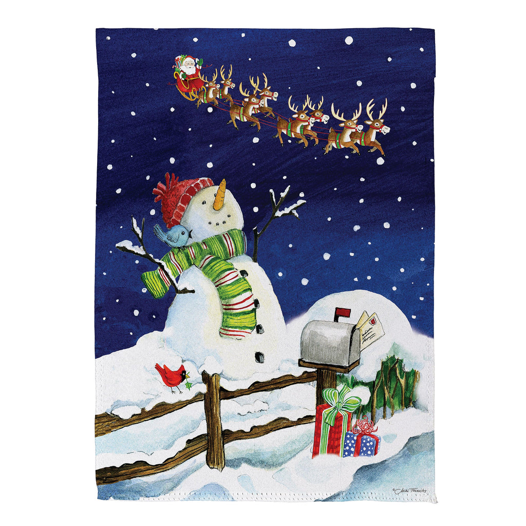 Santa & Snowman Suede Garden Flag
