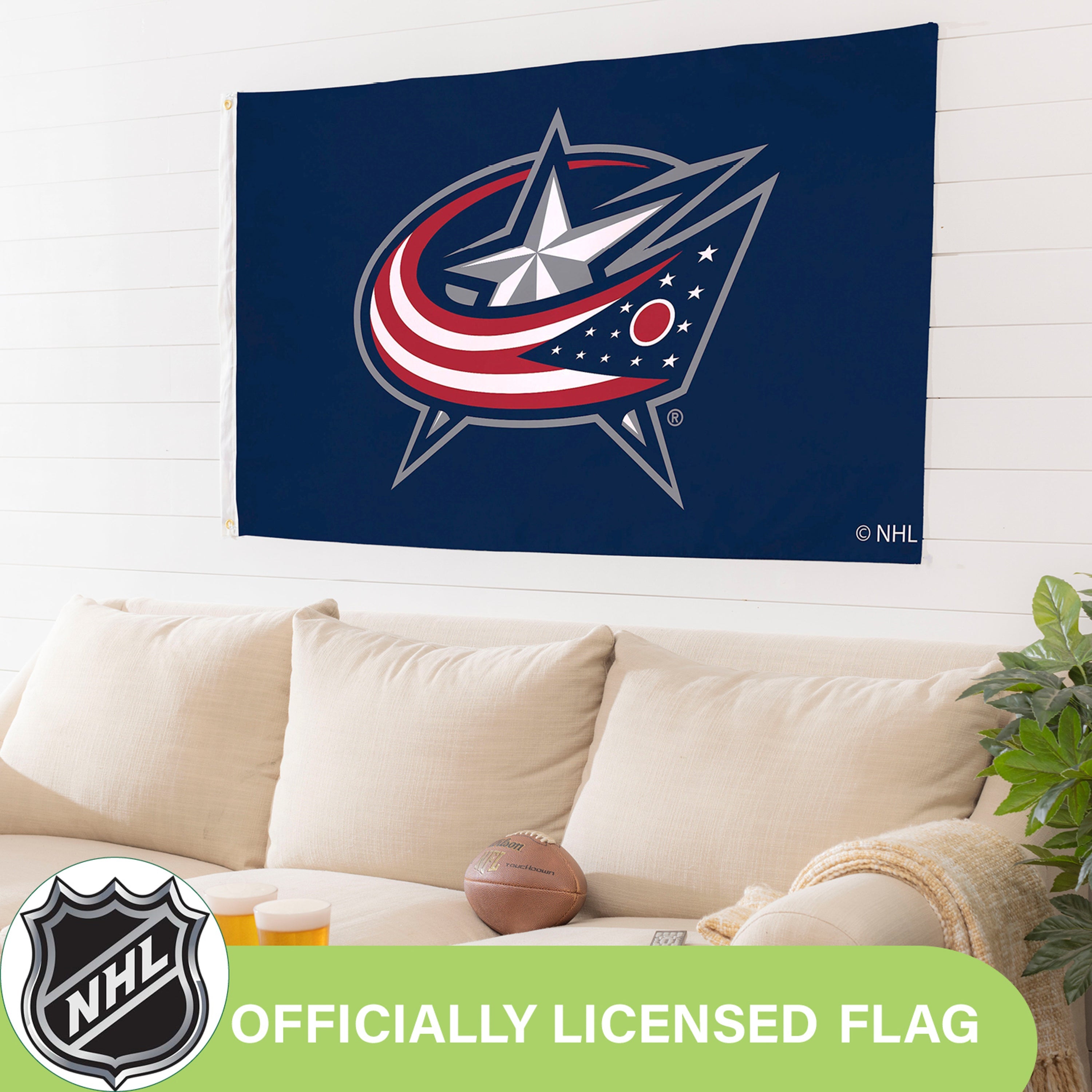 Columbus Blue Jackets Single Sided Flag with 2 Grommets, 3'x5'