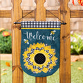 Sunflower with Checks Garden Burlap Flag