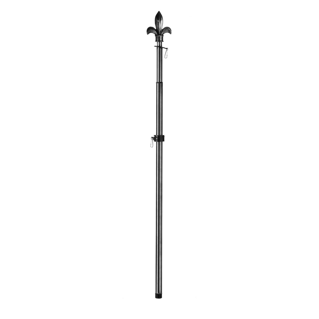 Fleur de Lis Metal Extendable House Flag Pole, Black