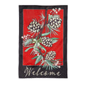 Winter Pine WelcomeEstate Size Embellished Burlap Flag