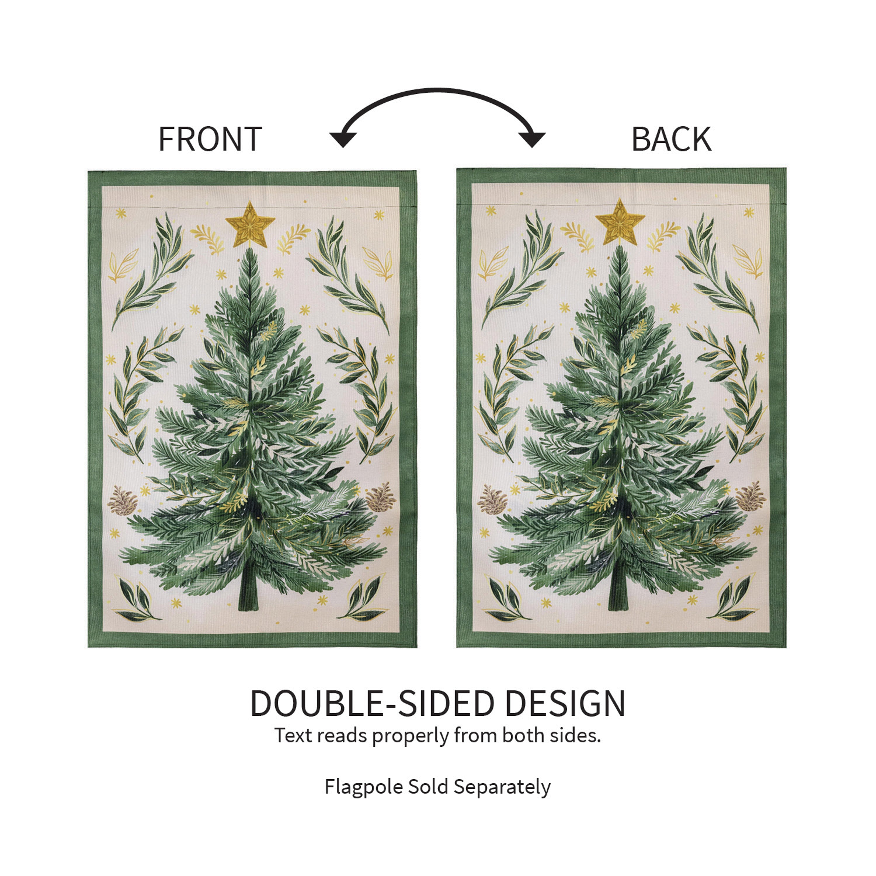 Christmas Tree With Acorn Burlap House Flag