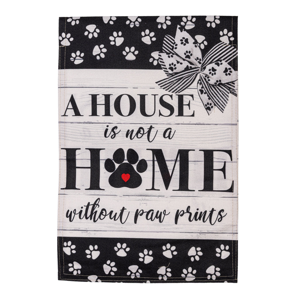 Paw Prints Garden Burlap Flag