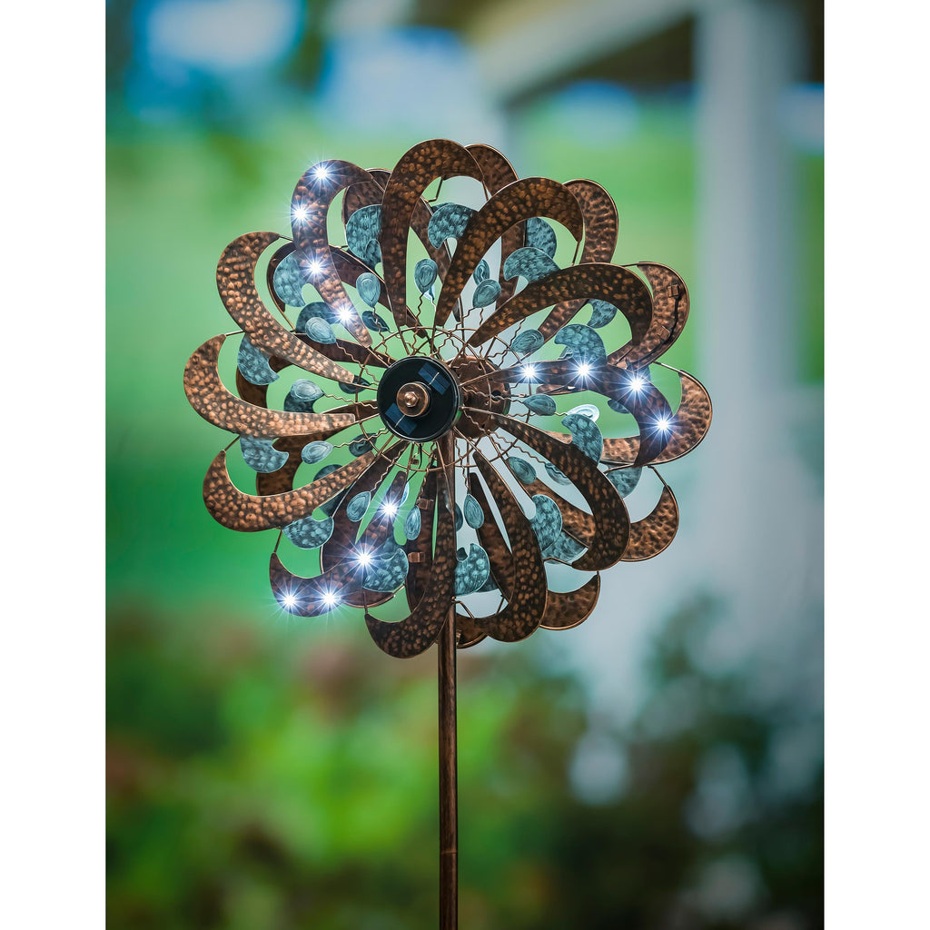 Solar Wind Spinner, Copper and Blue Patina Swirl
