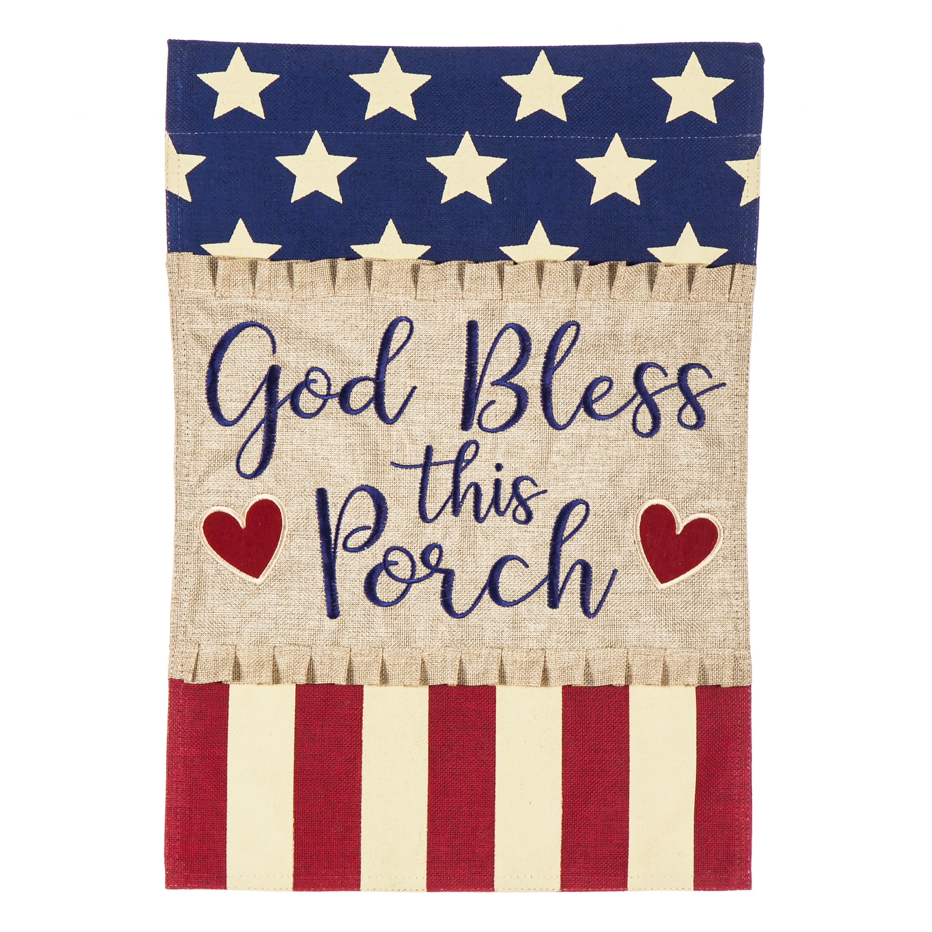 God Bless this Porch Garden Burlap Flag