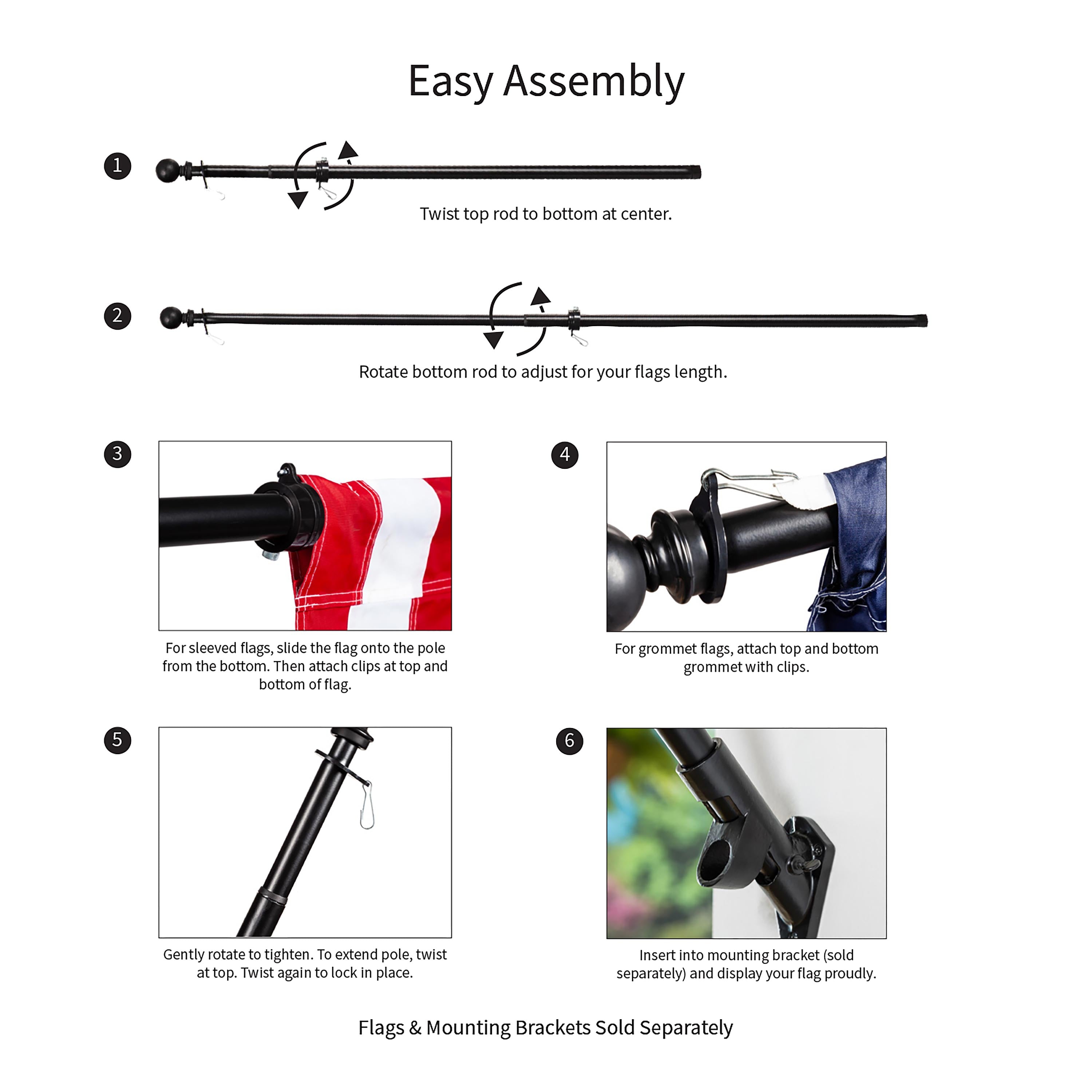 Extendable Metal House Flag Pole