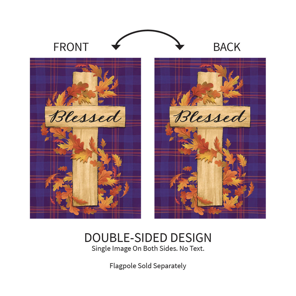 Blessed Cross Burlap Garden Flag