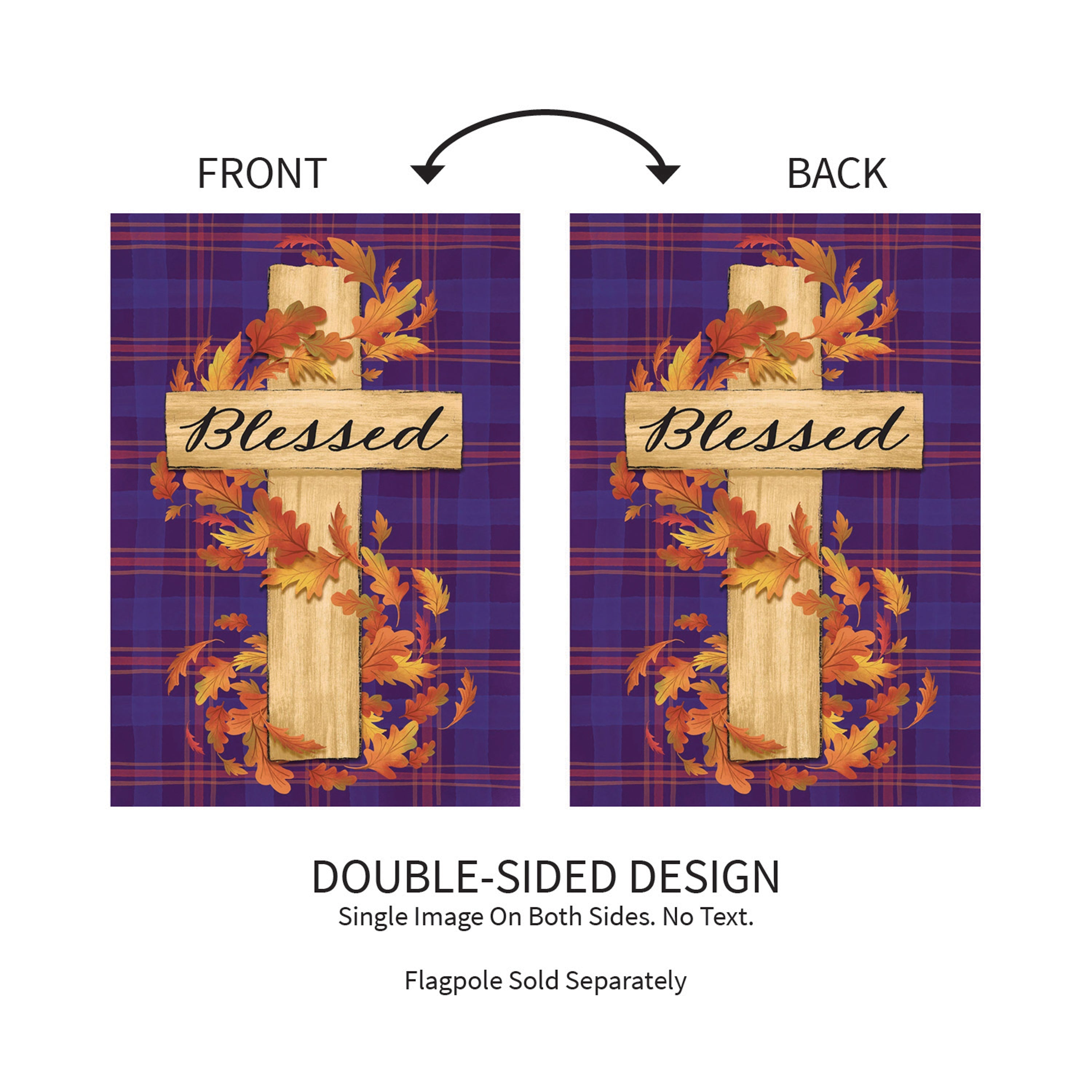 Blessed Cross Burlap Garden Flag