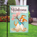 Welcome Pup Applique Garden Flag
