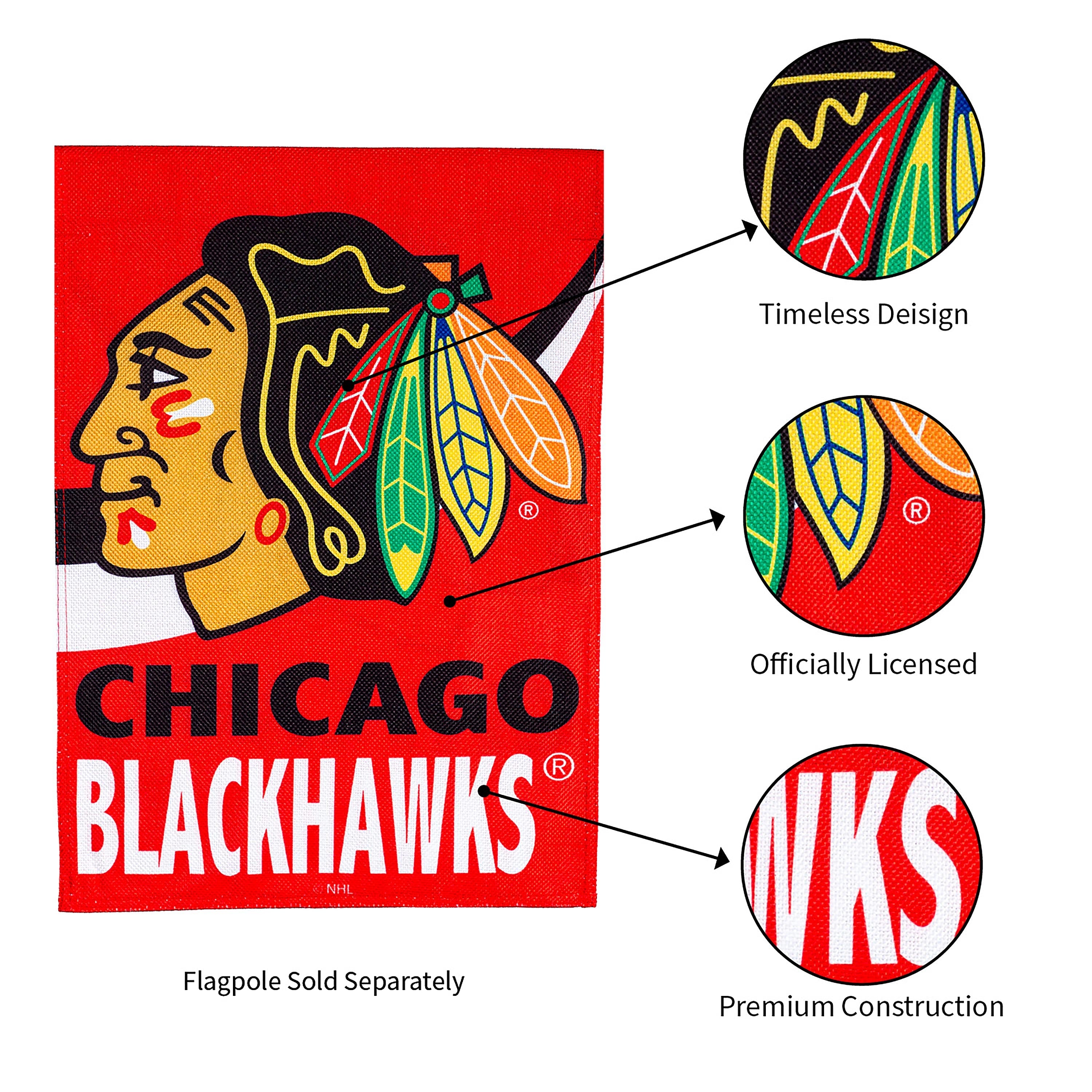 NHL Hockey Burlap Garden Flag, Chicago Blackhawks