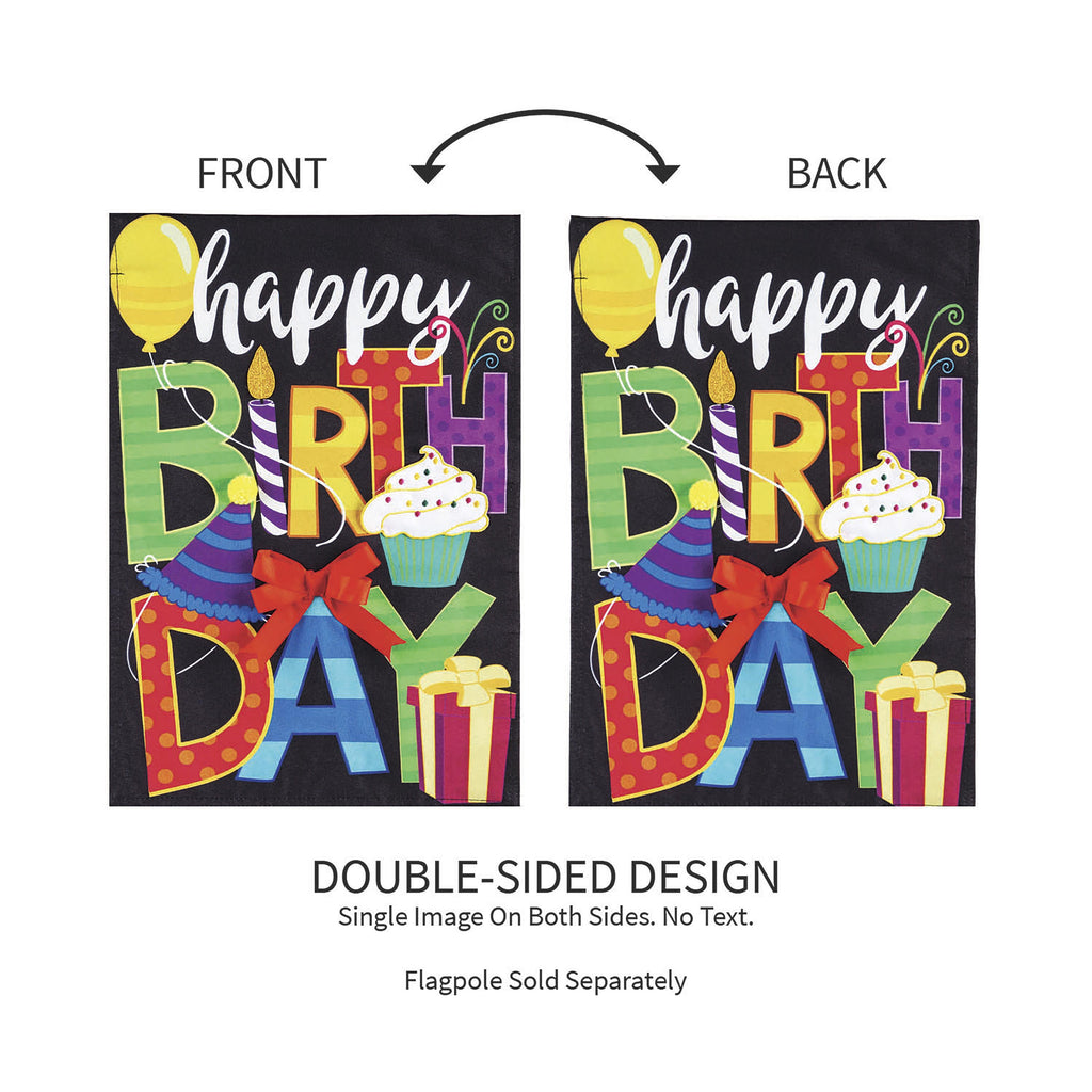 Happy Birthday Garden Linen Flag
