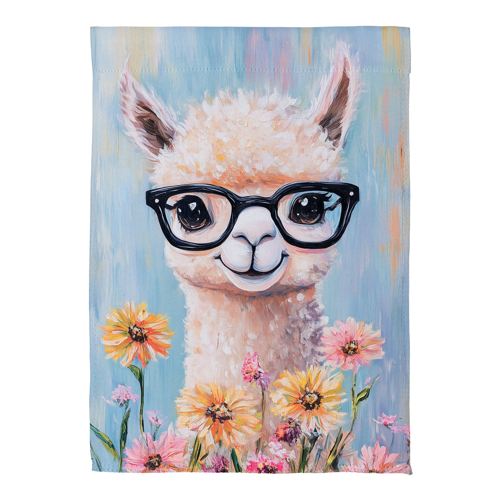 Floral Llama Suede House Flag