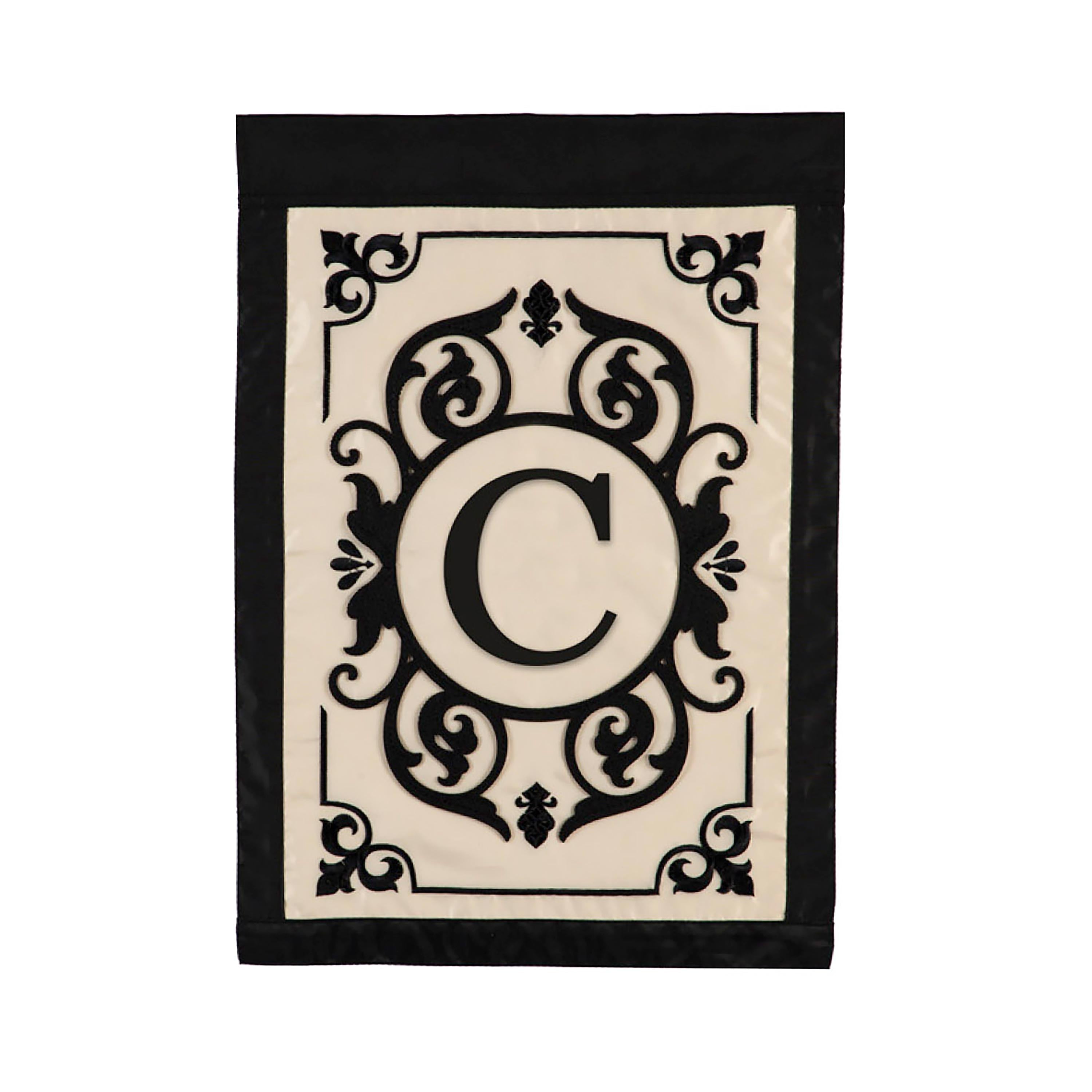 Cambridge Monogram Garden Applique Flag, Letter C