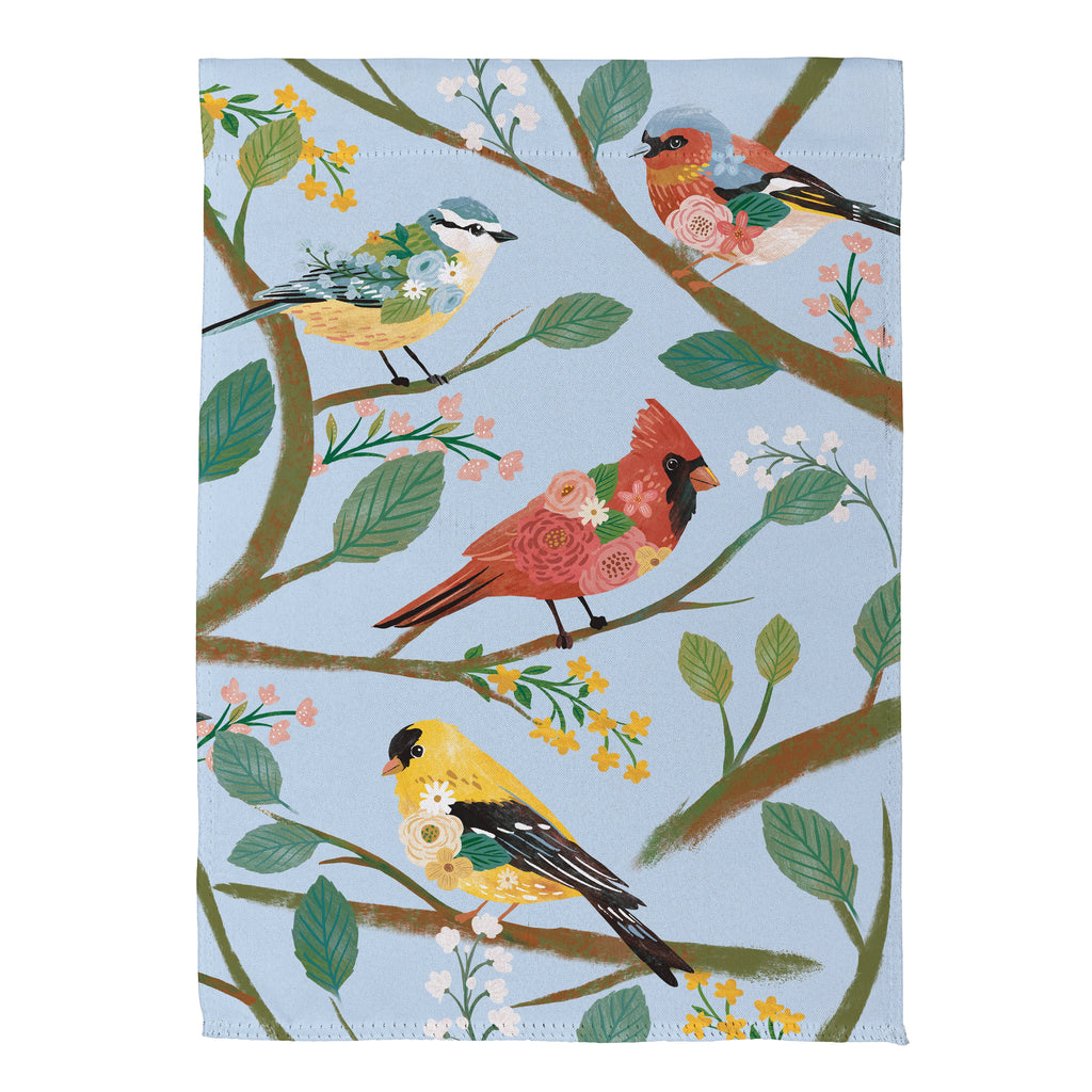 Cottage Garden Birds Suede House Flag