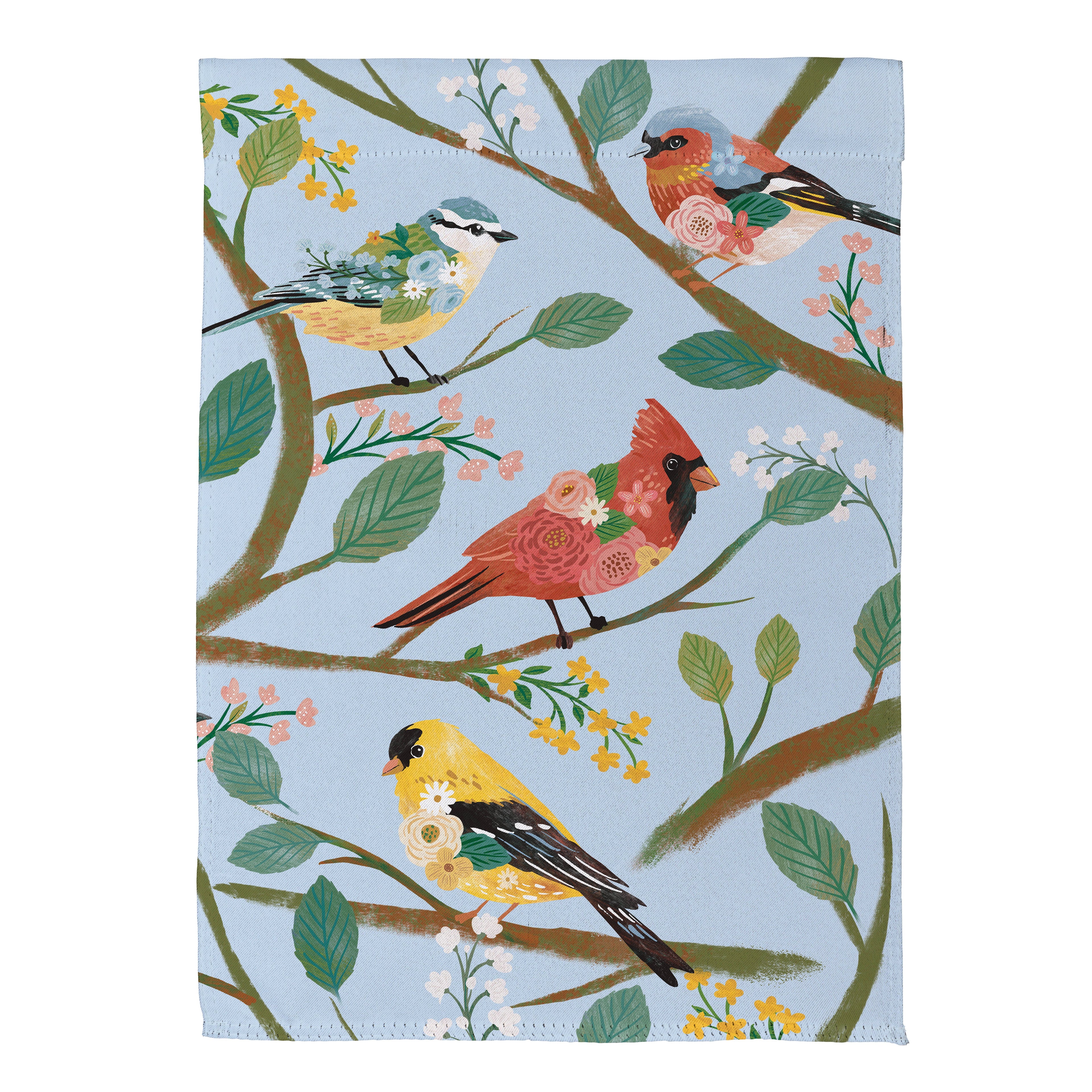 Cottage Garden Birds Suede House Flag