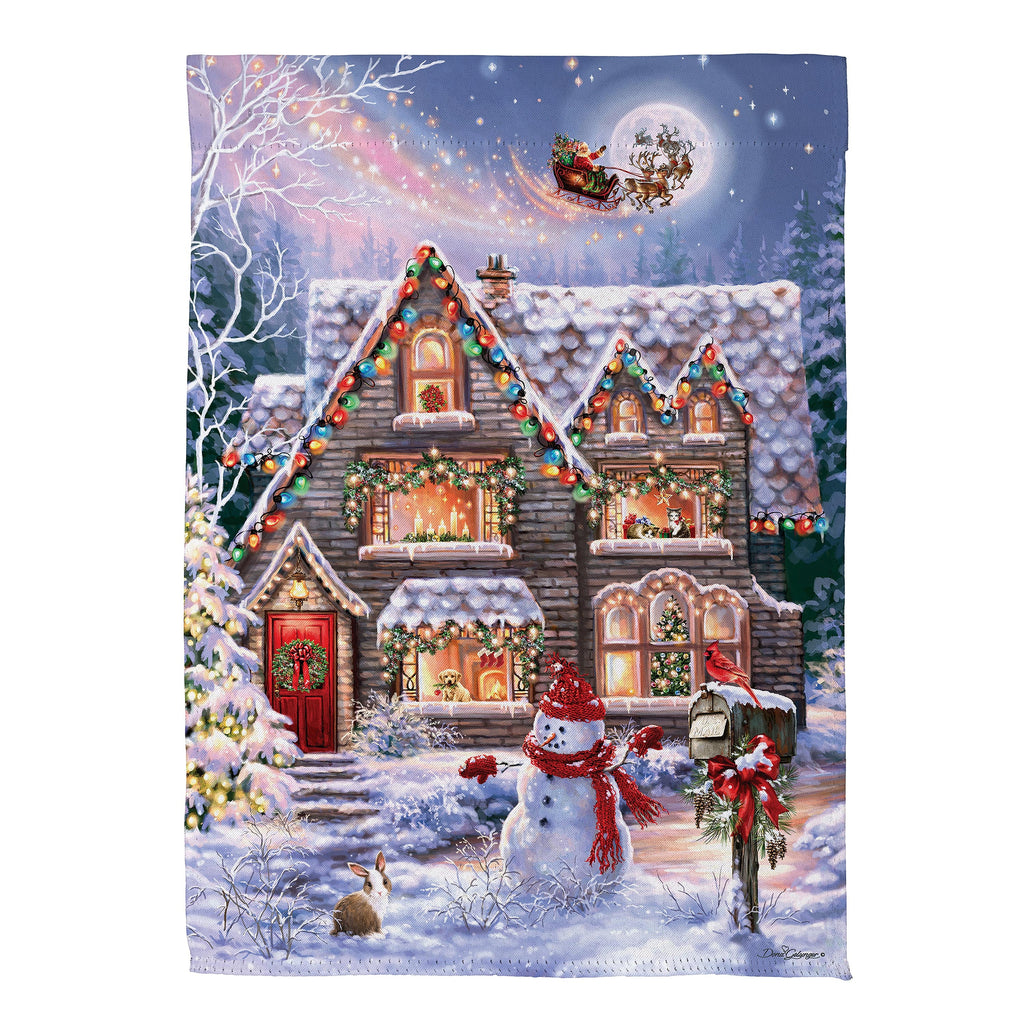 Colorful Christmas House Suede House Flag