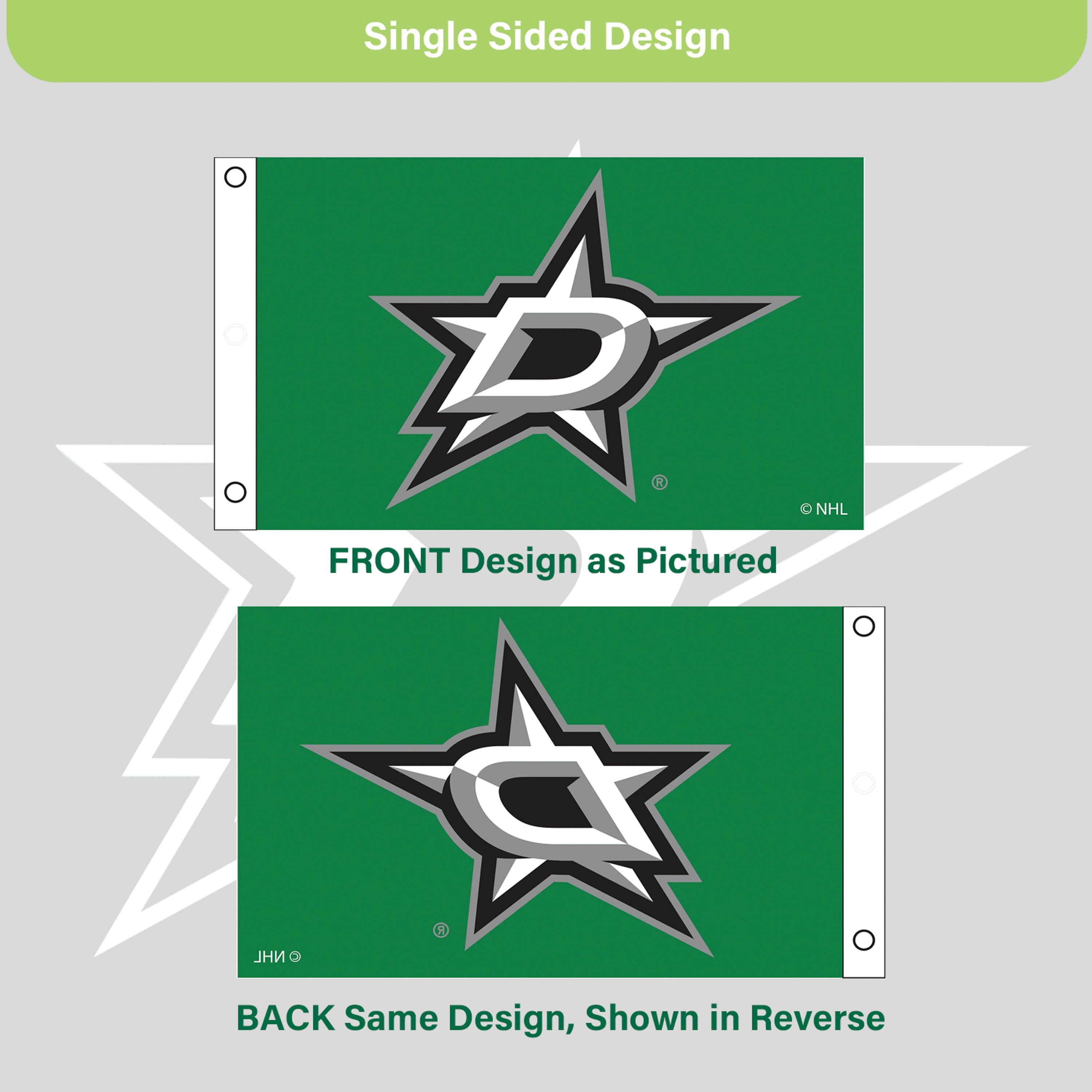 Dallas Stars Single Sided Flag w/ 2 Grommets, 3'x5'