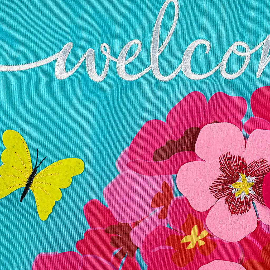 Spring Geraniums Garden Applique Flag