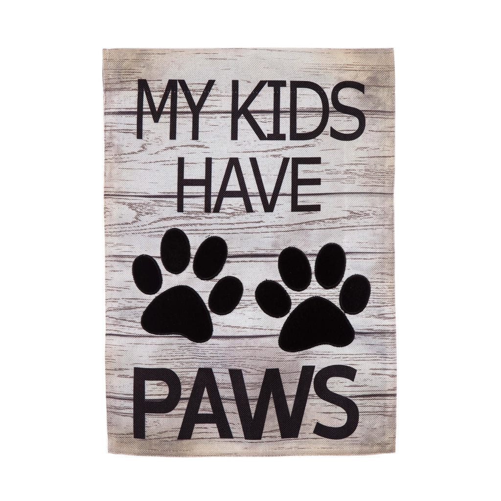 My Kids Have Paws Garden Burlap Flag