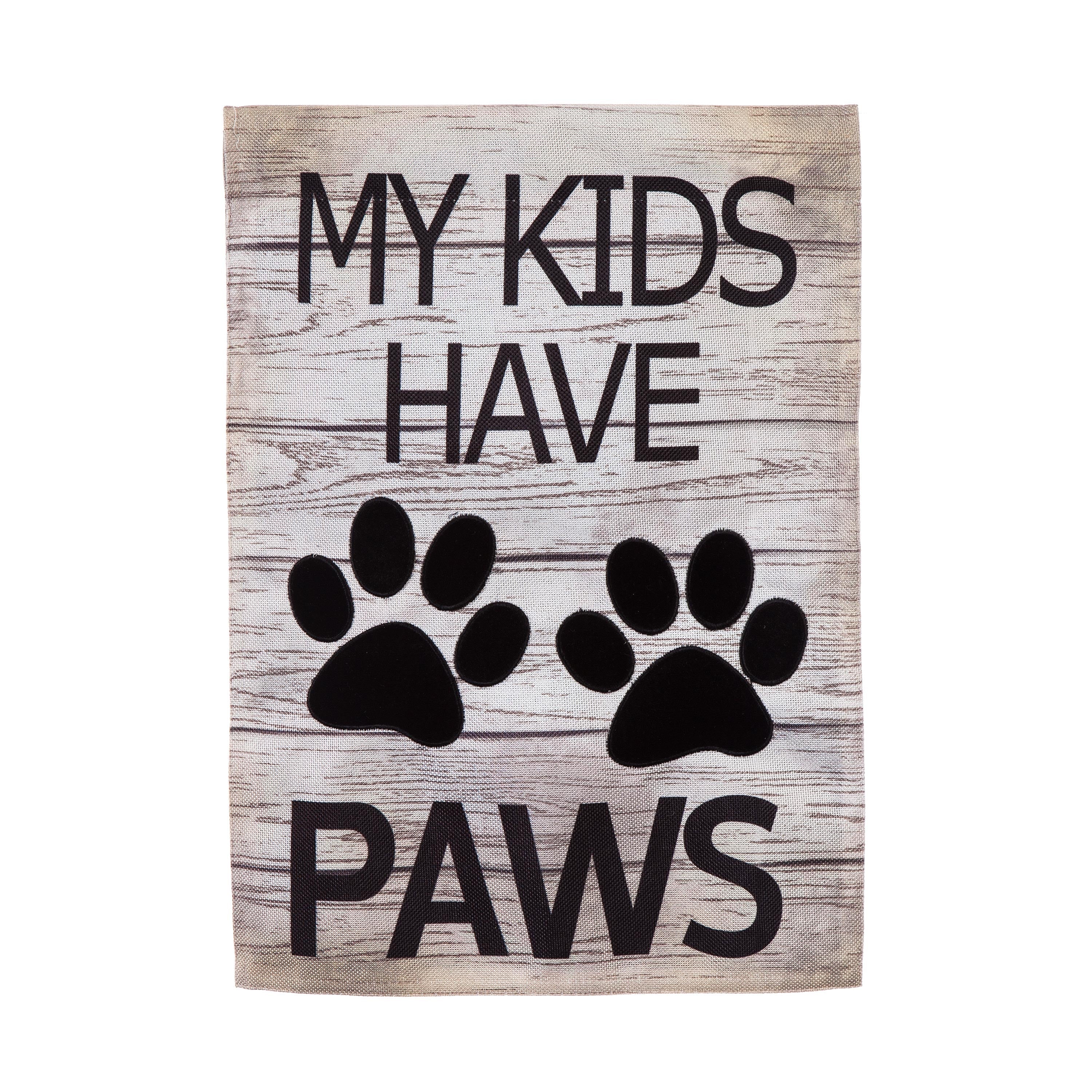 My Kids Have Paws Garden Burlap Flag