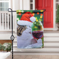 Christmas Cat with Wine Lustre Garden Flag