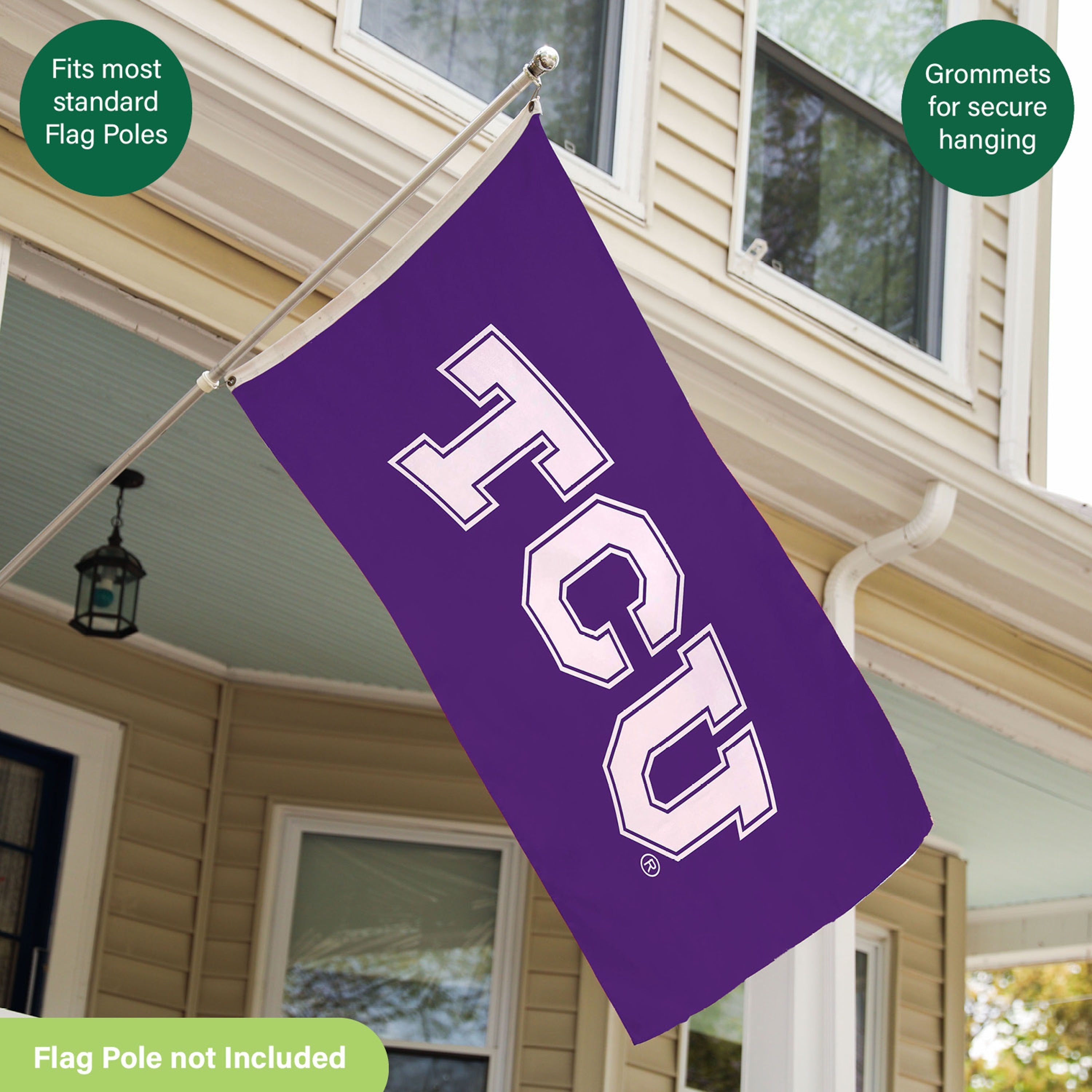 Texas Christian University Single Sided Flag w/ 2 Grommets, 3'x5'