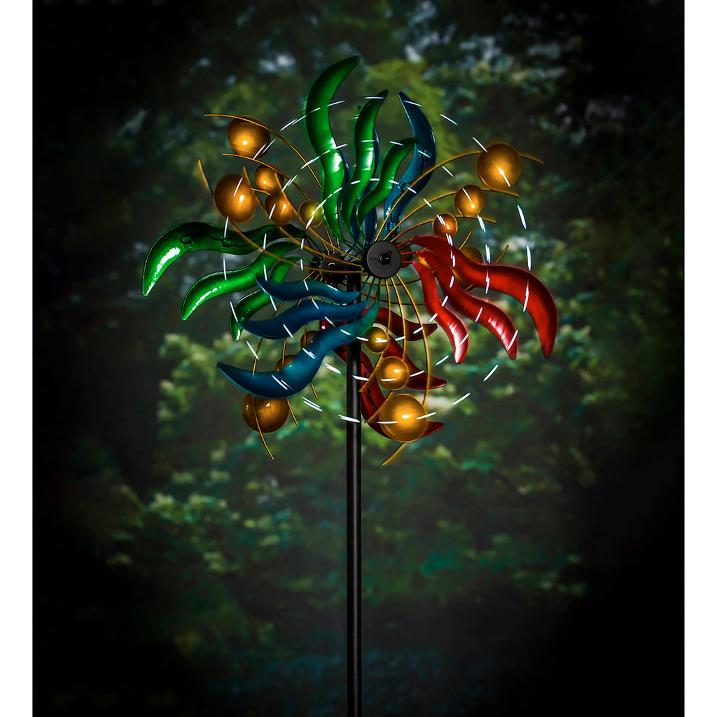 84" Wind Powered Lighted Wind Spinner, Circles & Waves