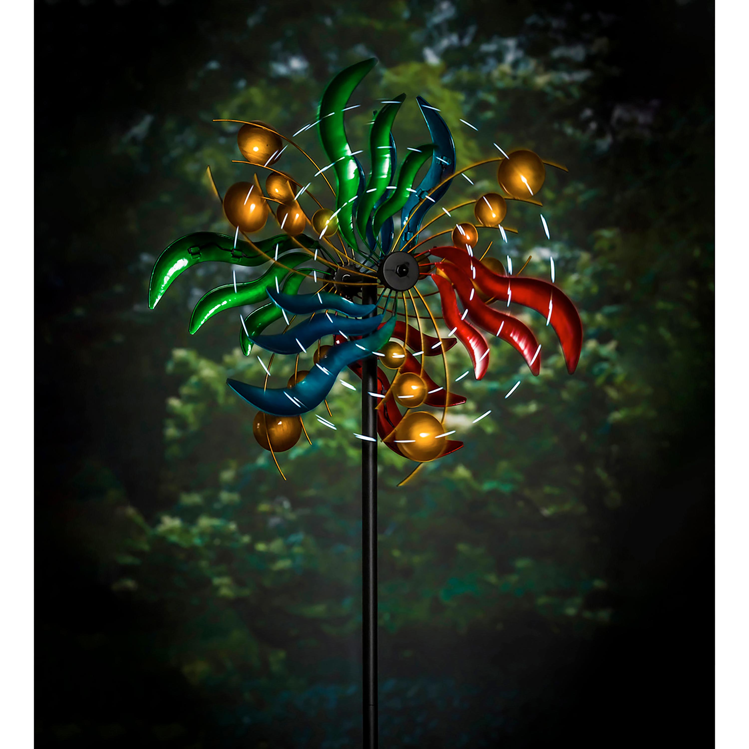 84" Wind Powered Lighted Wind Spinner, Circles & Waves