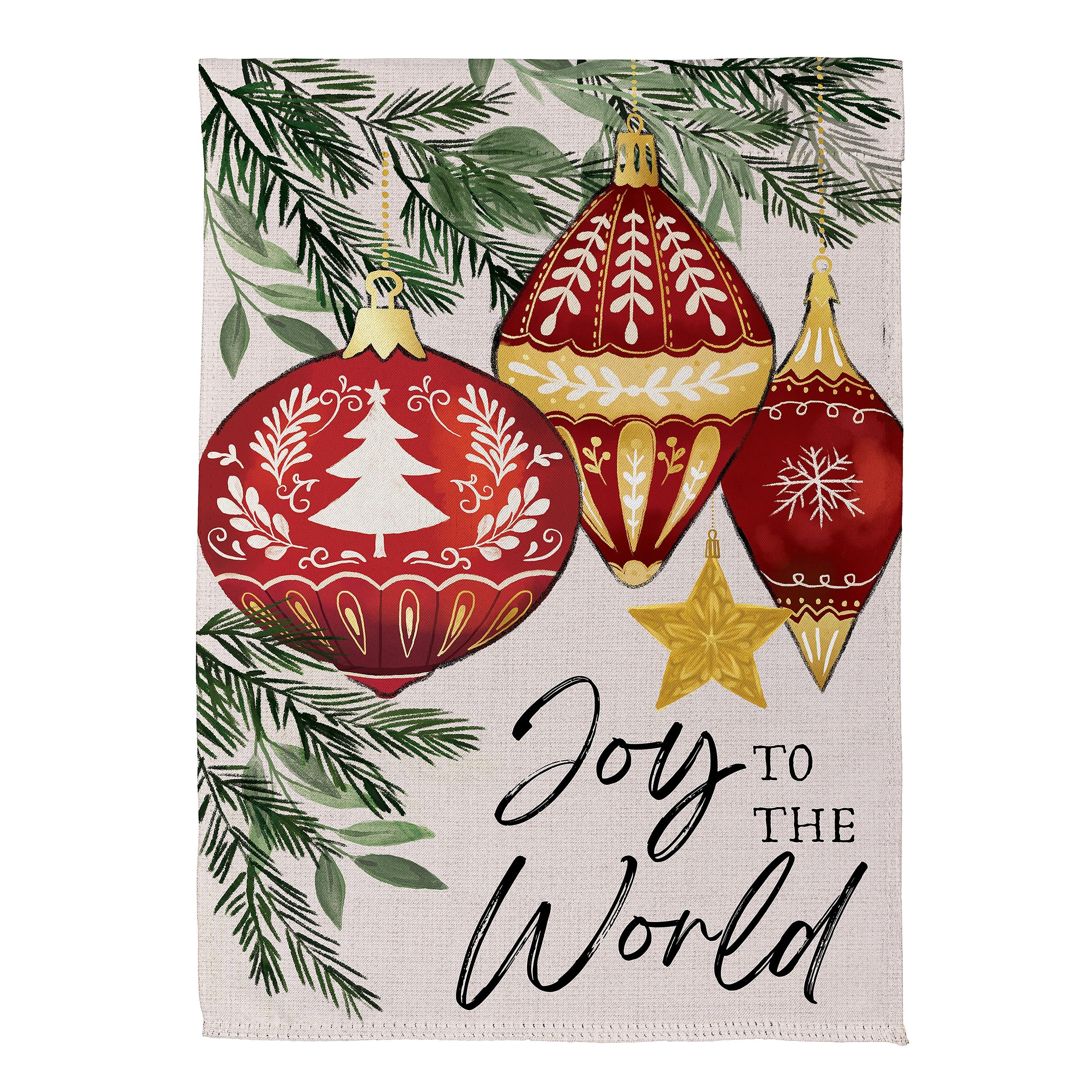 Joy To The World Ornaments Suede Garden Flag