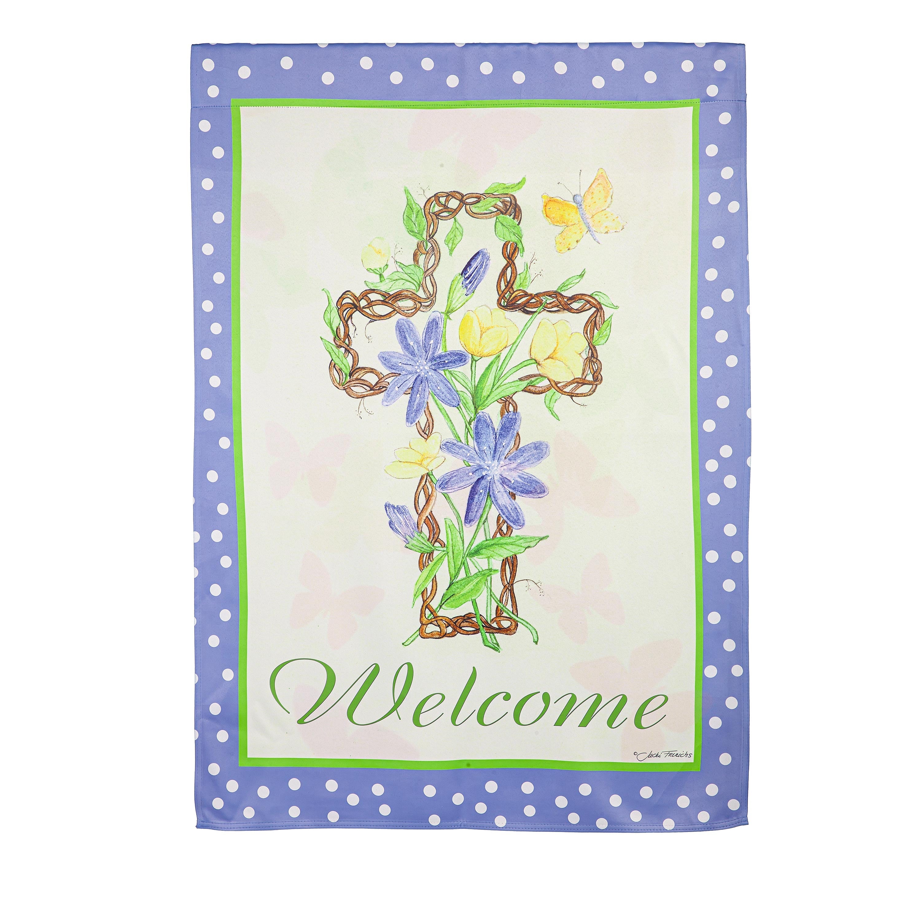 Easter Welcome Suede House Flag
