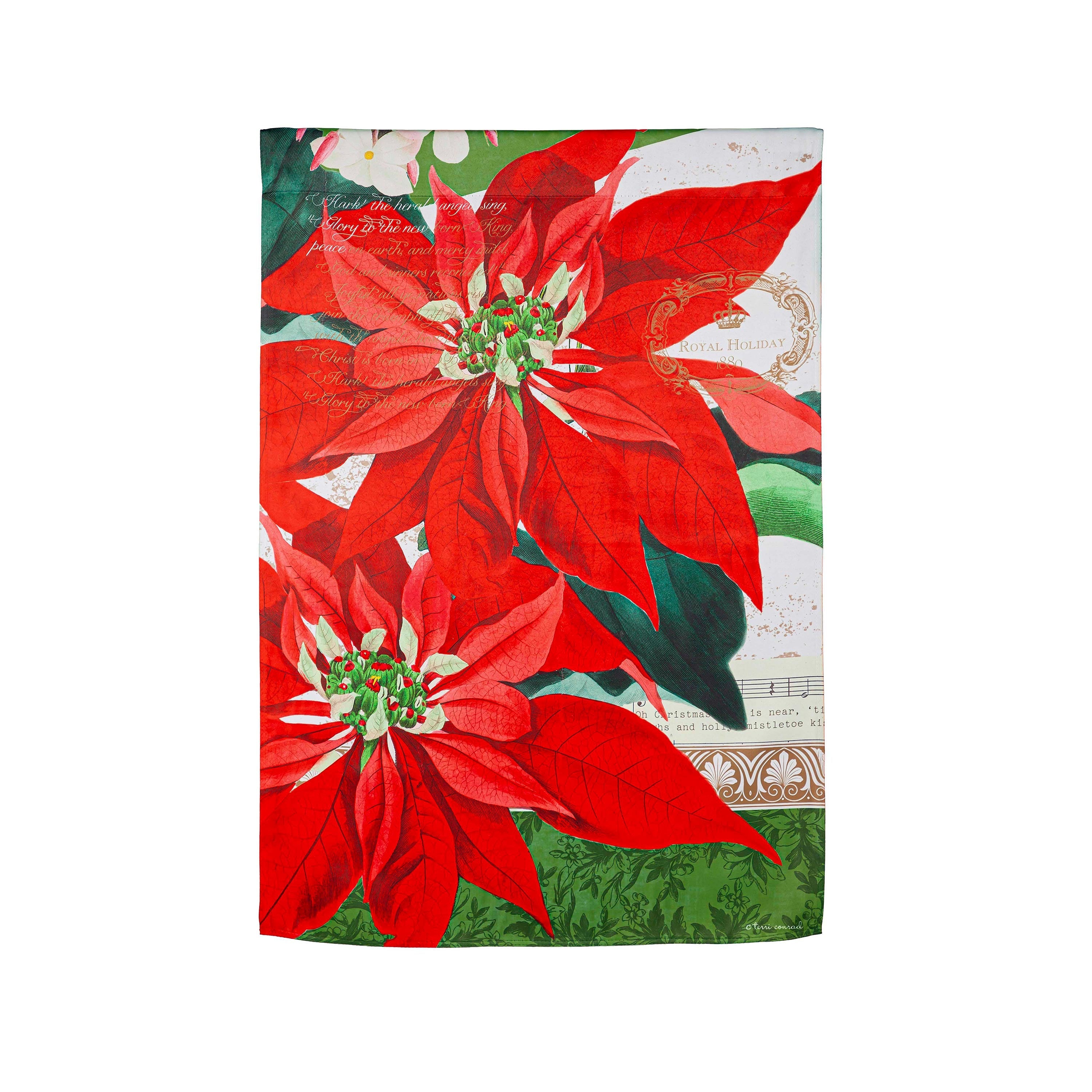 Elegant Poinsettia Suede House Flag