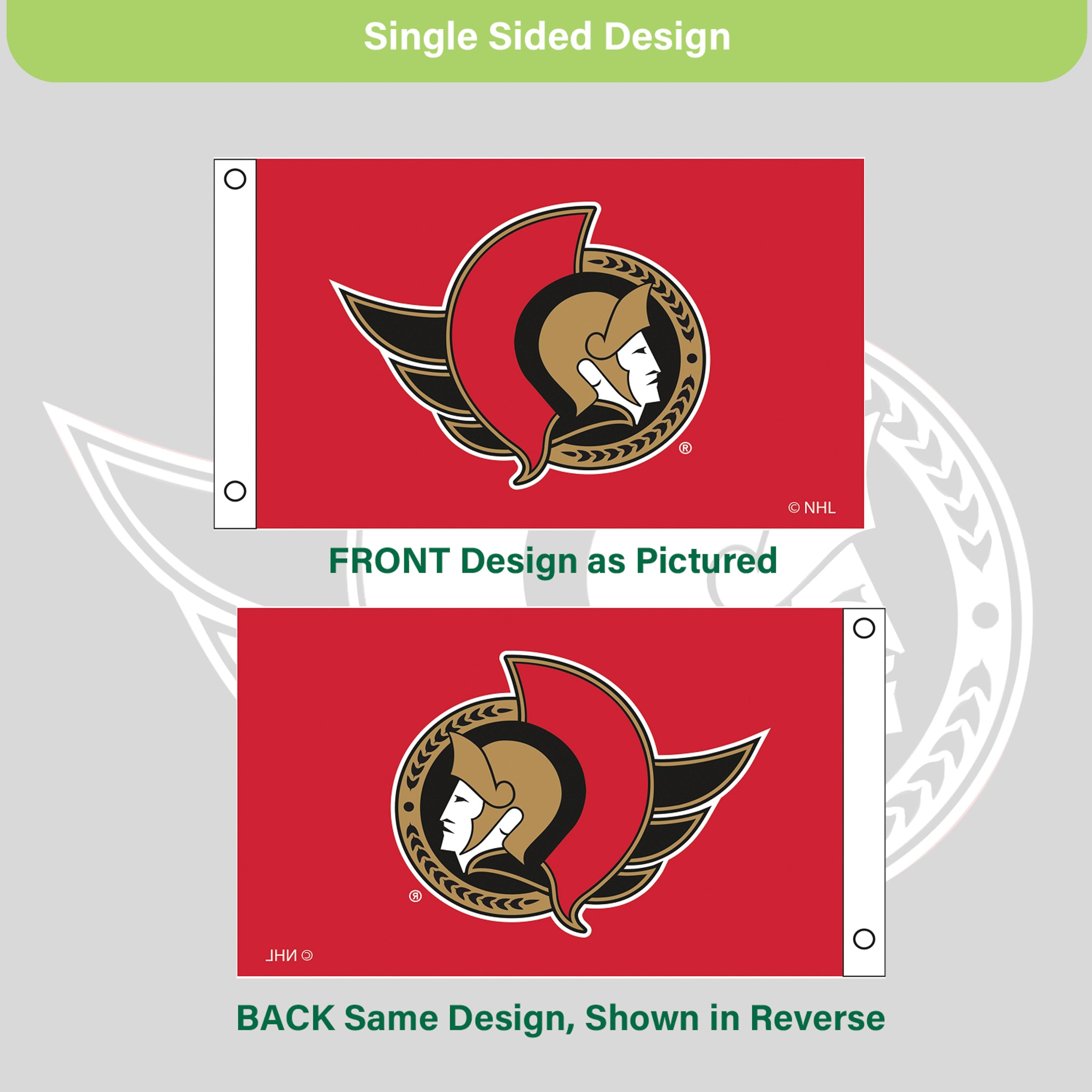 Ottawa Senators Single Sided Flag w/ 2 Grommets, 3'x5'