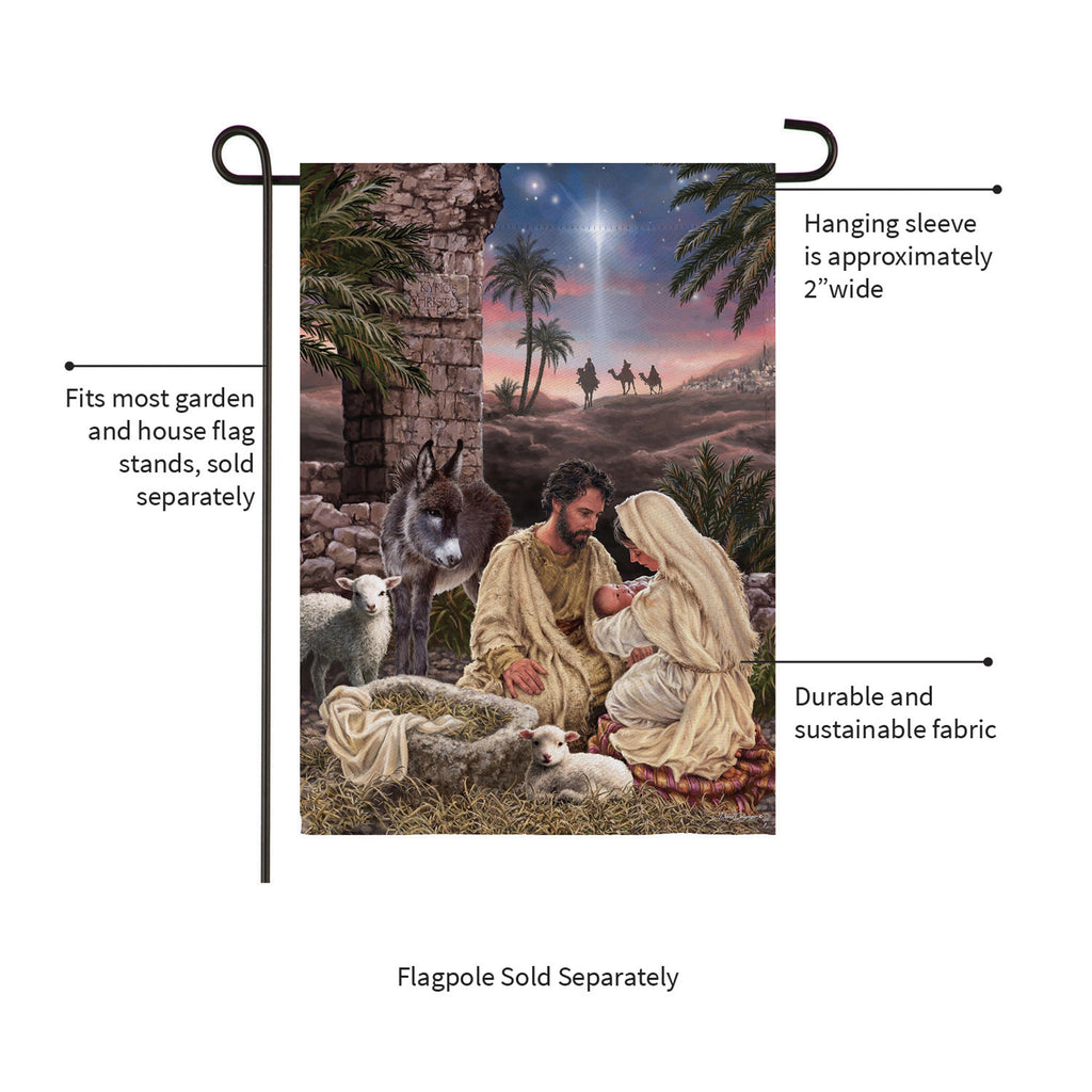 Brilliant Nativity Suede Garden Flag