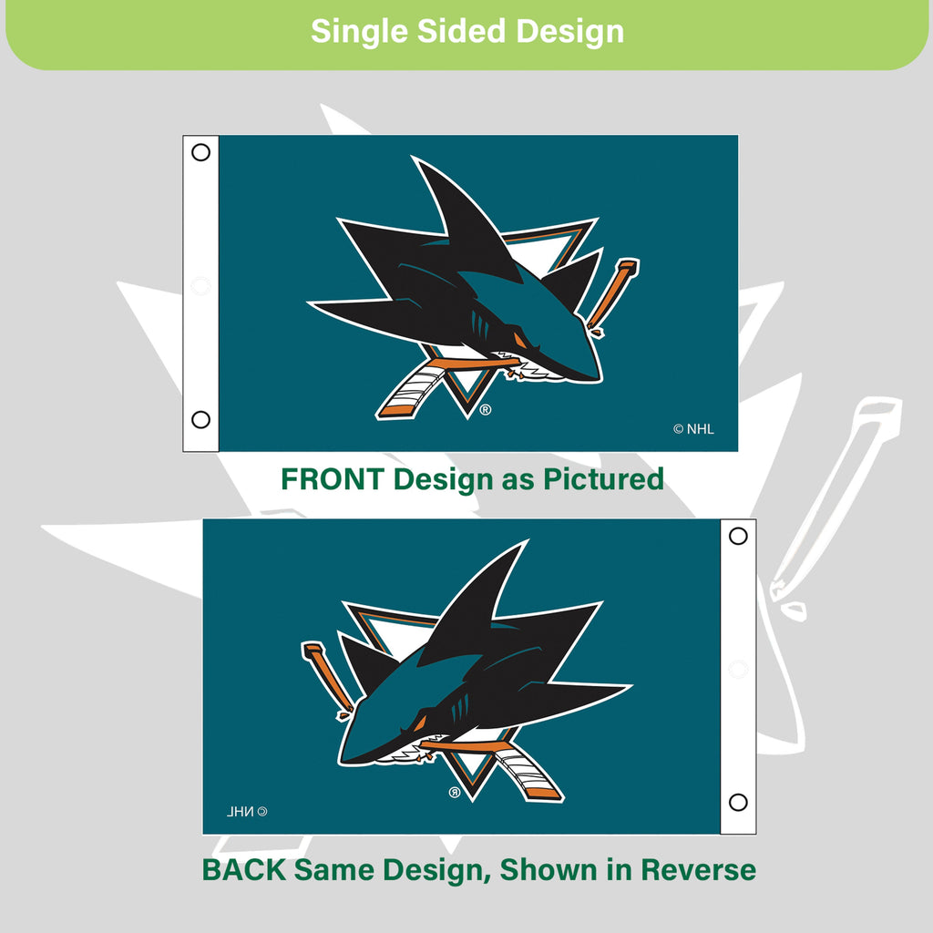 San Jose Sharks Single Sided Flag w/ 2 Grommets, 3'x5'