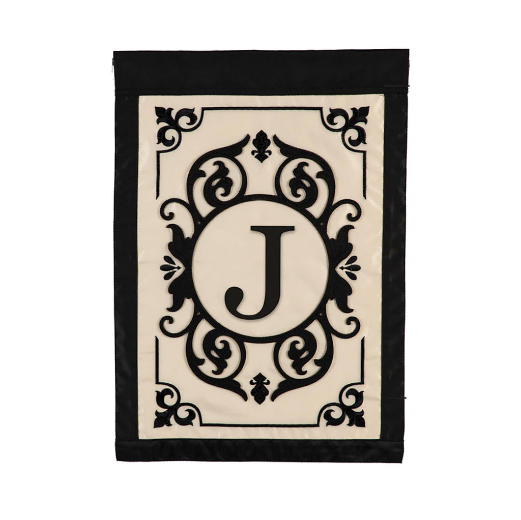Cambridge Monogram Garden Applique Flag, Letter J