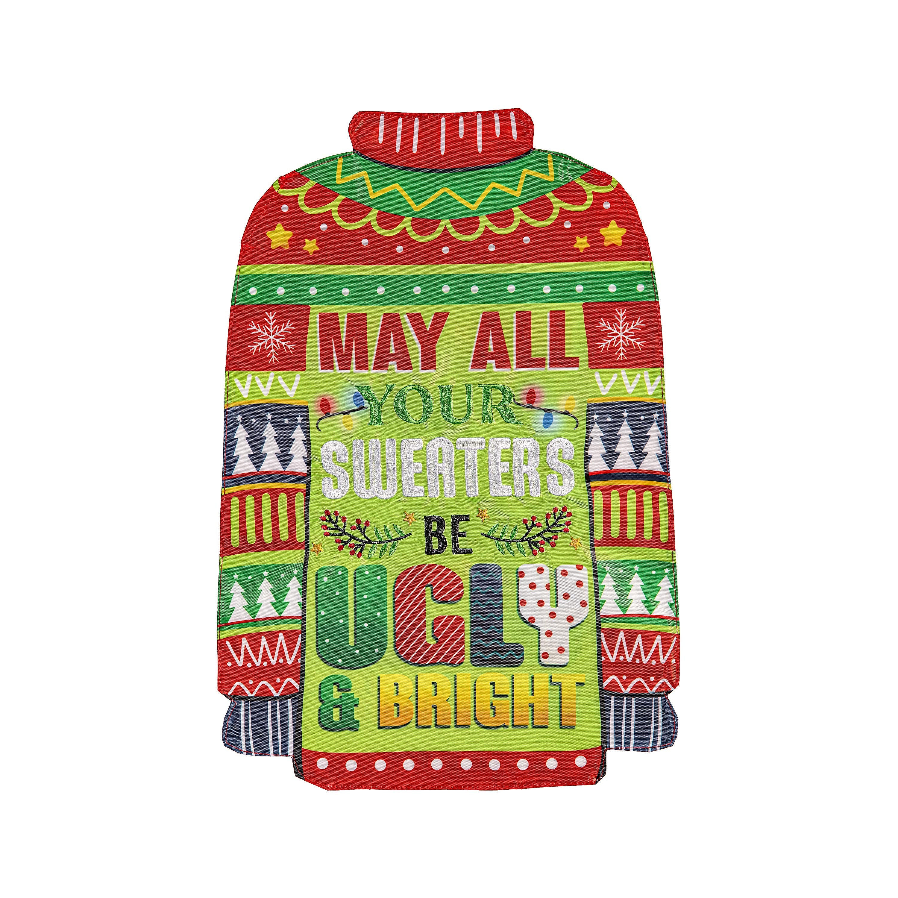 Ugly Sweater Shaped Applique Garden Flag