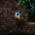 Solar Metal Wind Spinner, Fiber Optic Multi-Color Fans, 63"H