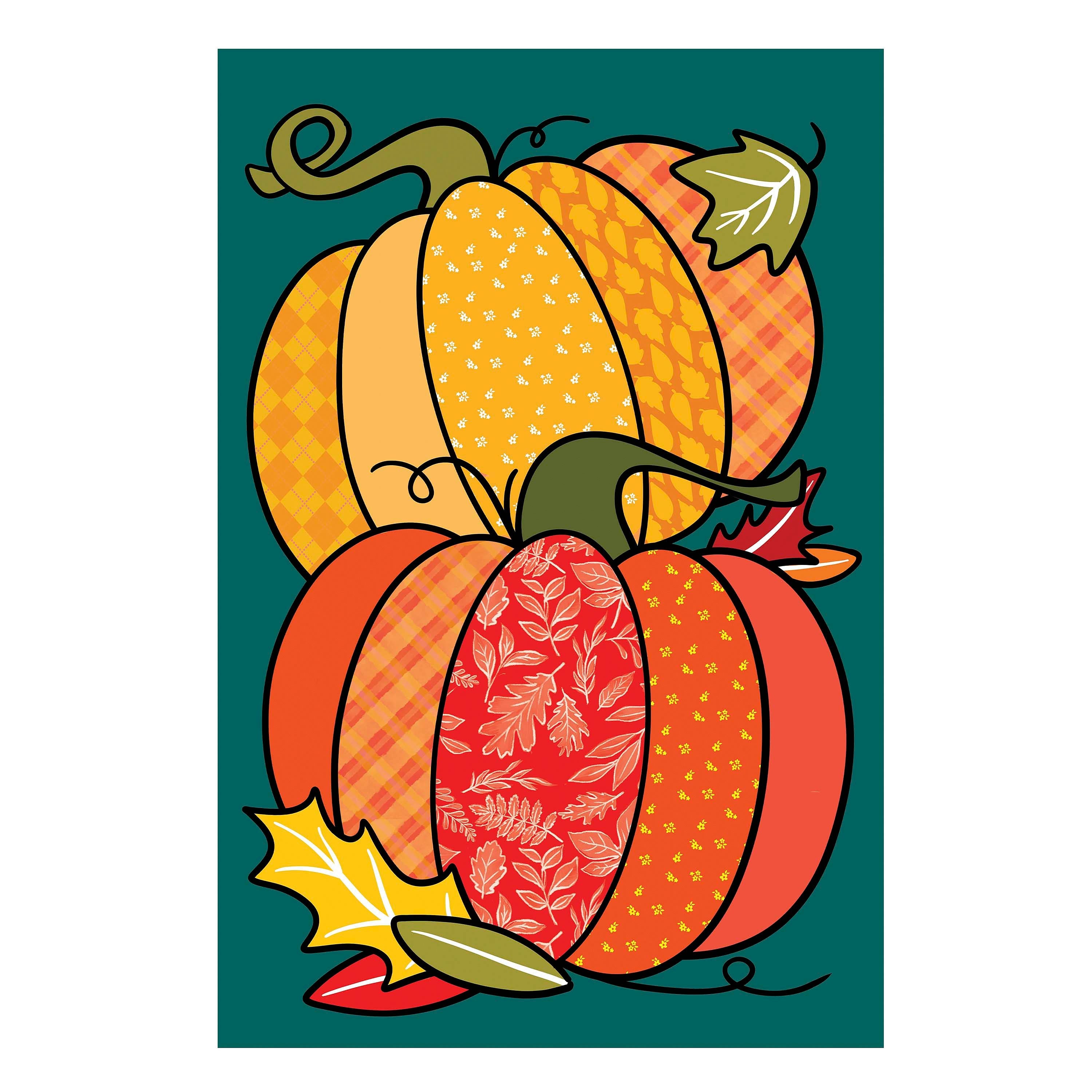 Quilted Pumpkins Burlap House Flag