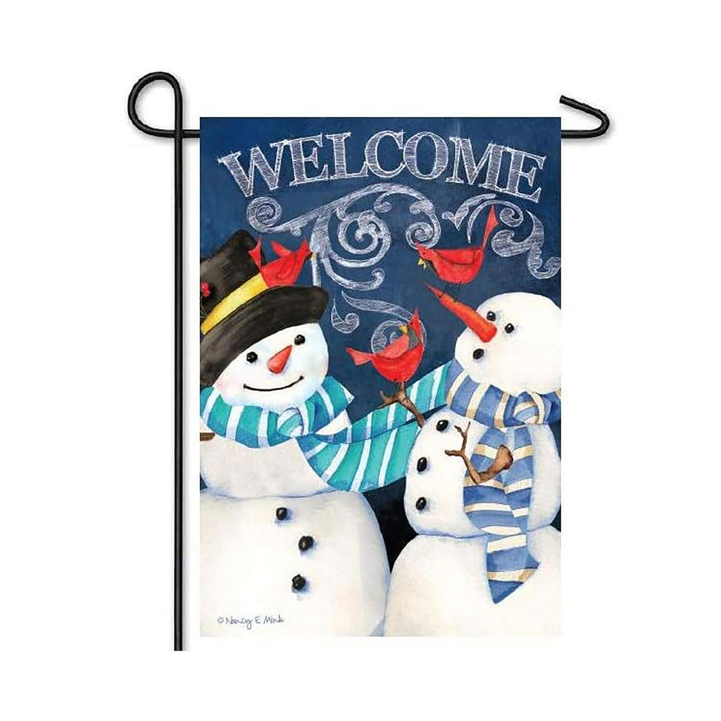 Snowman Welcome Garden Burlap Flag and Sassafras Mat Set (14B1152ECM+431152 )