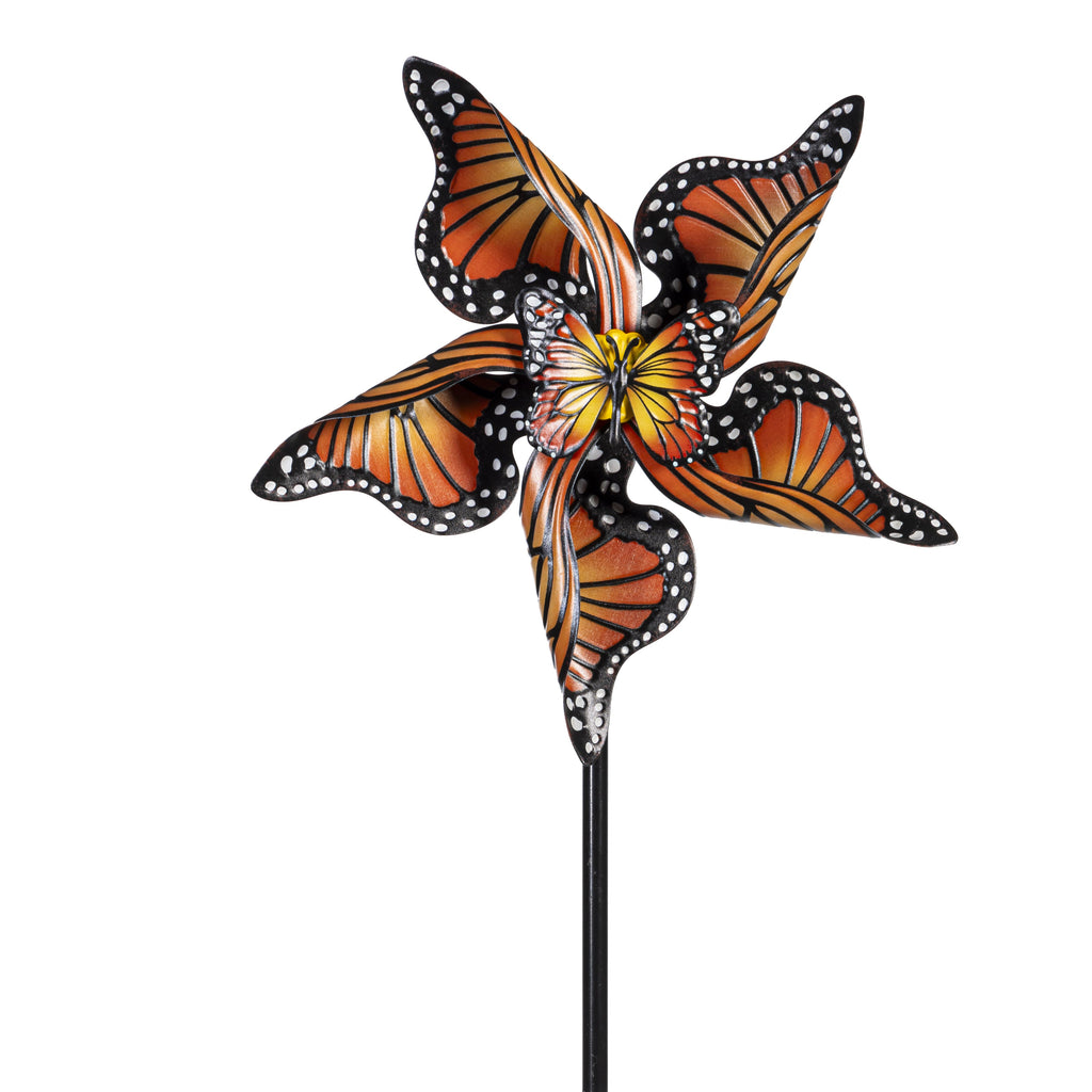 Monarch Butterfly Metal Wind Spinner 48"H