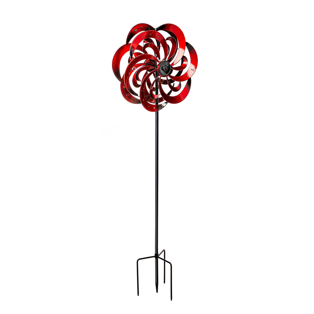 75"H Solar Wind Spinner, Red Center Swirl