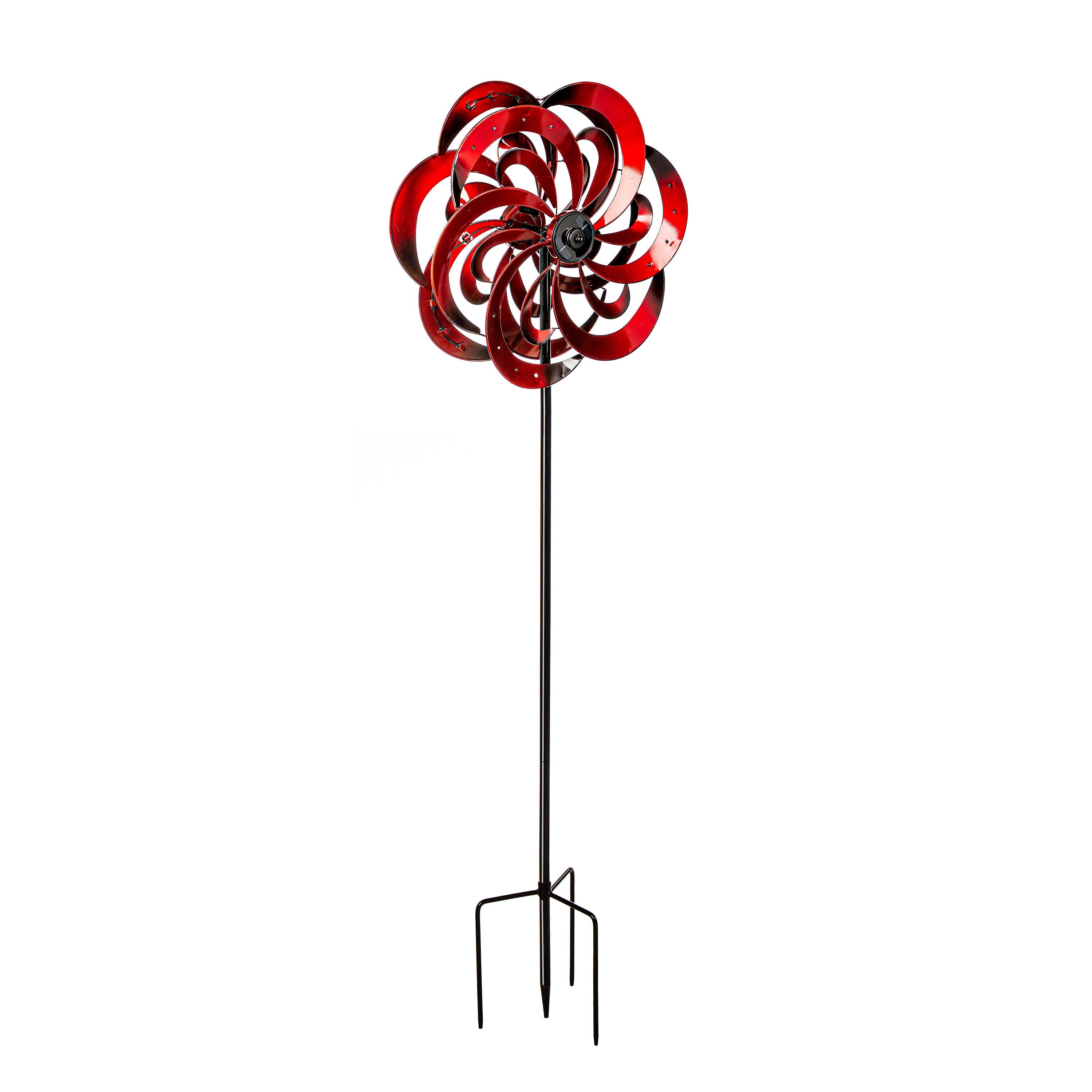 75"H Solar Wind Spinner, Red Center Swirl