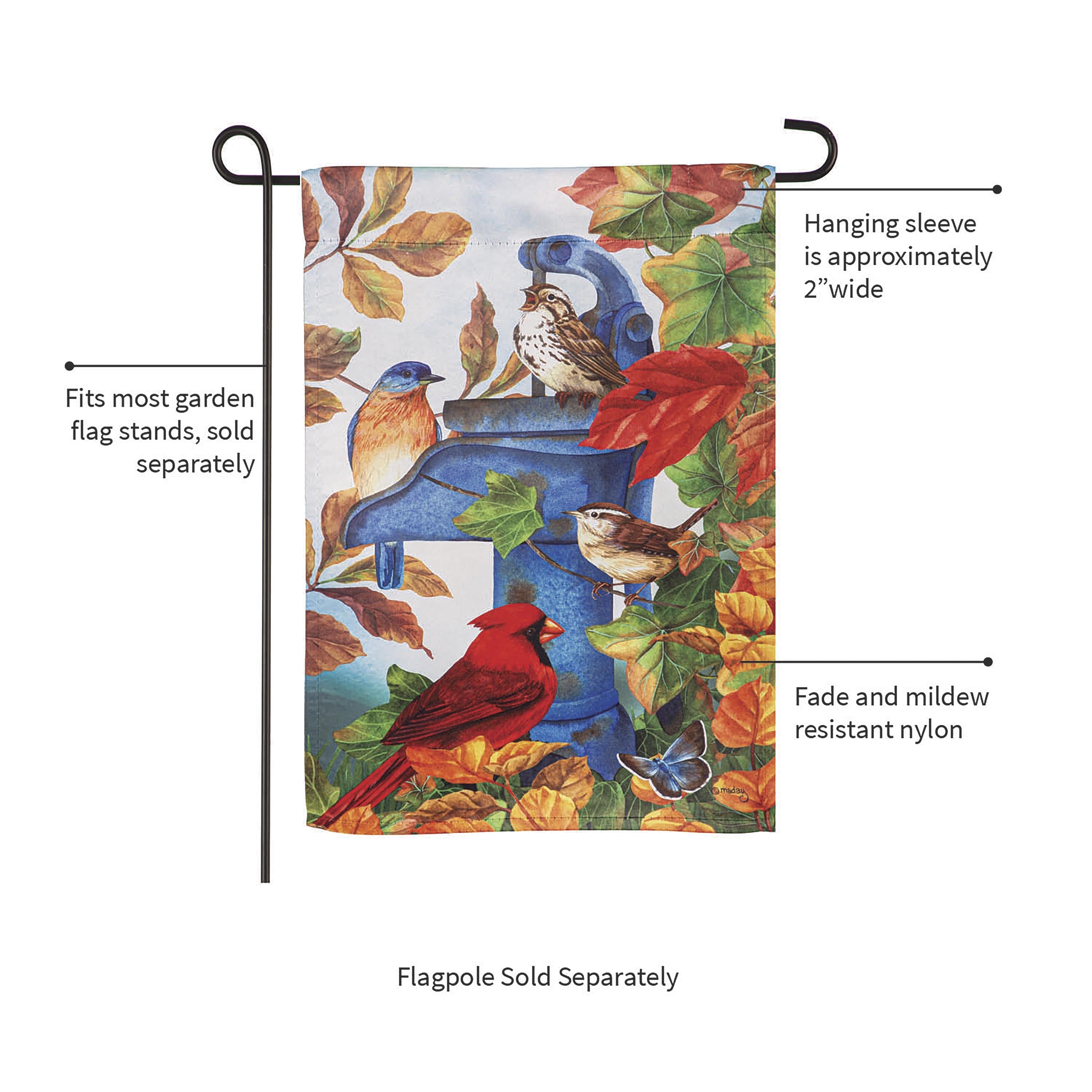 Where Birds Gather Suede Garden Flag