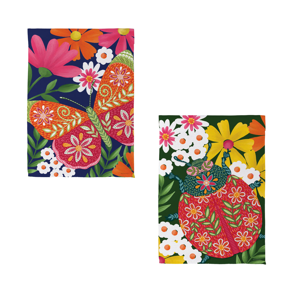 Bloom & Burst Butterfly Suede House Flag Front & Back