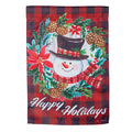 Happy Holiday Snowman Suede Garden Flag