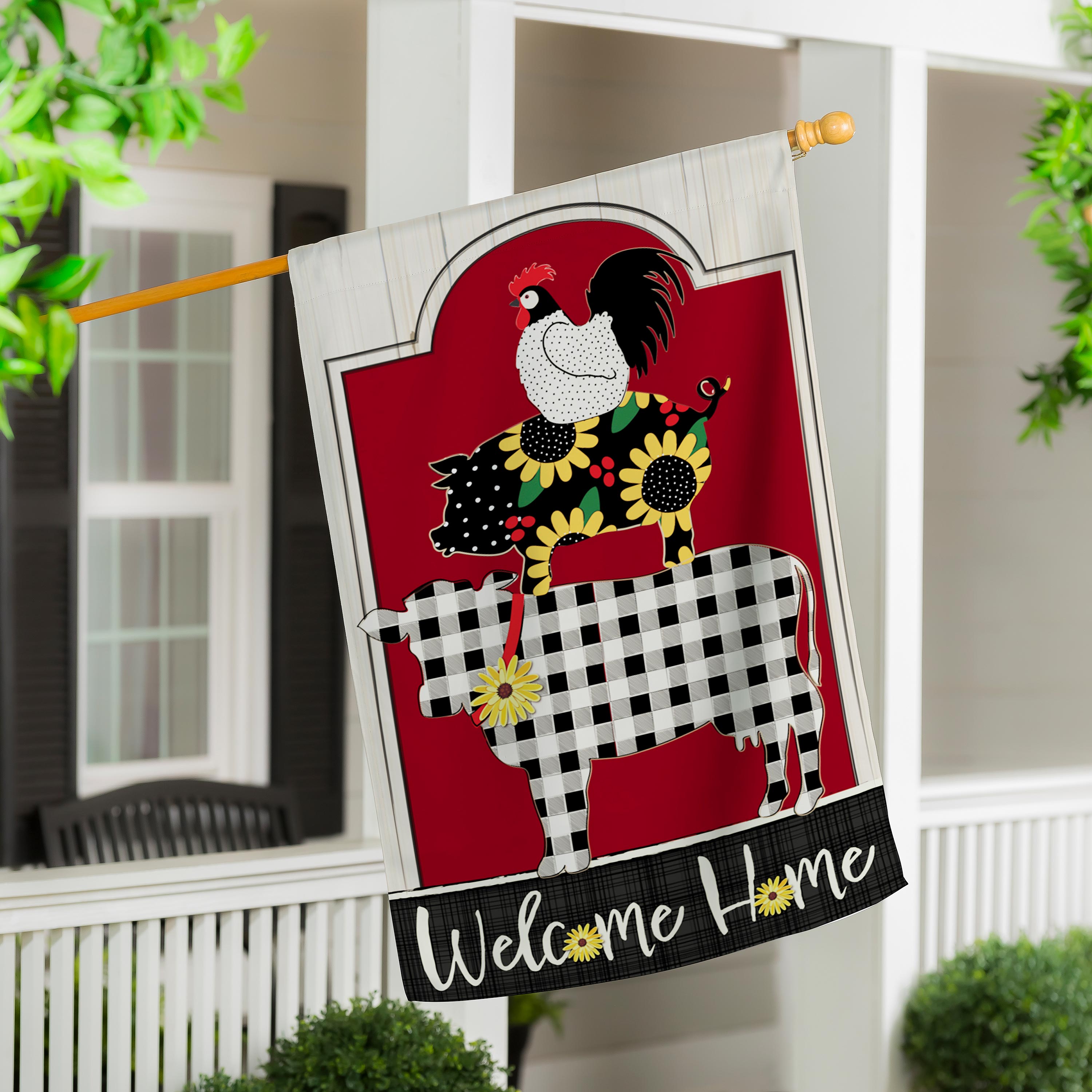 Farm Friends Burlap House Flag